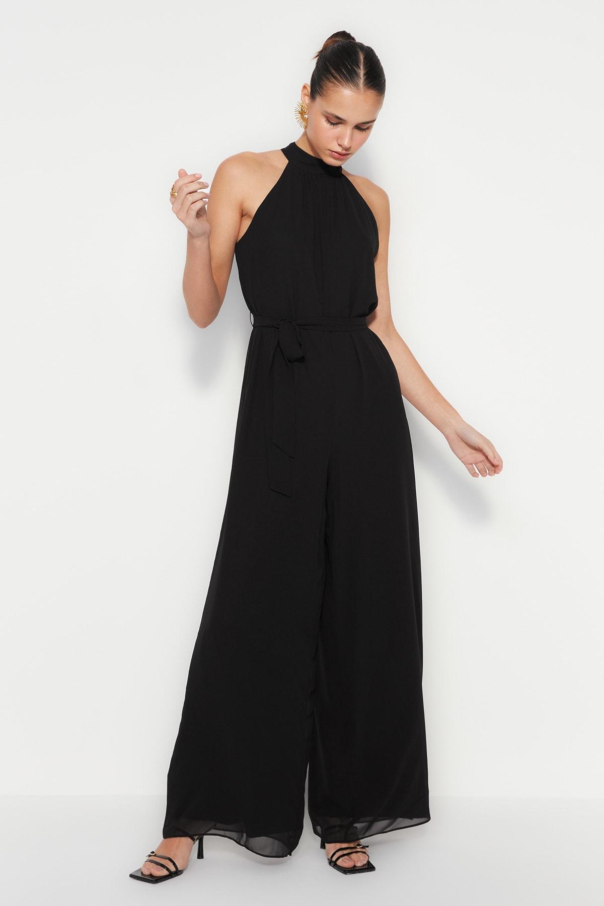 Black Halter neck Jumpsuit, , large image number 1