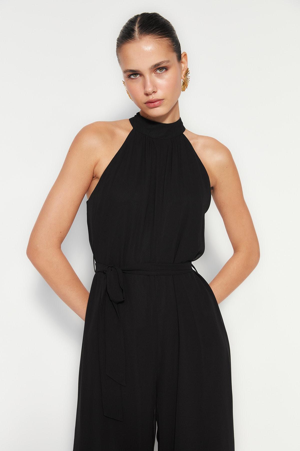 Black Halter neck Jumpsuit, , large image number 4