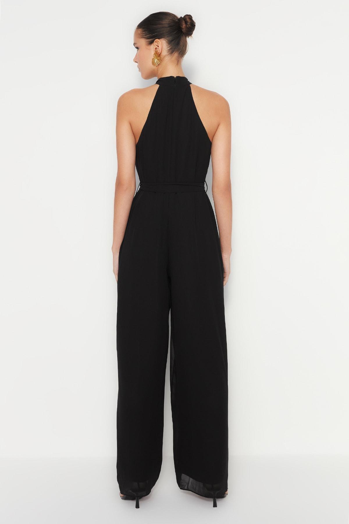 Black Halter neck Jumpsuit, , large image number 6