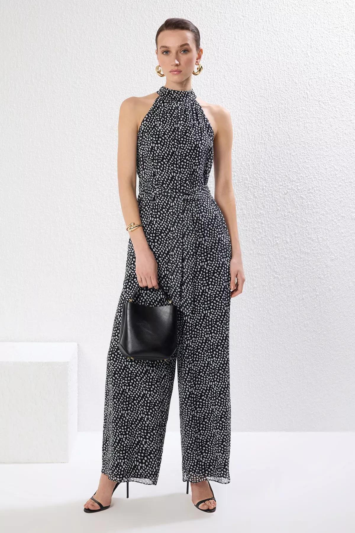 Multicolour Belted Chiffon Woven Jumpsuit, , large image number 0