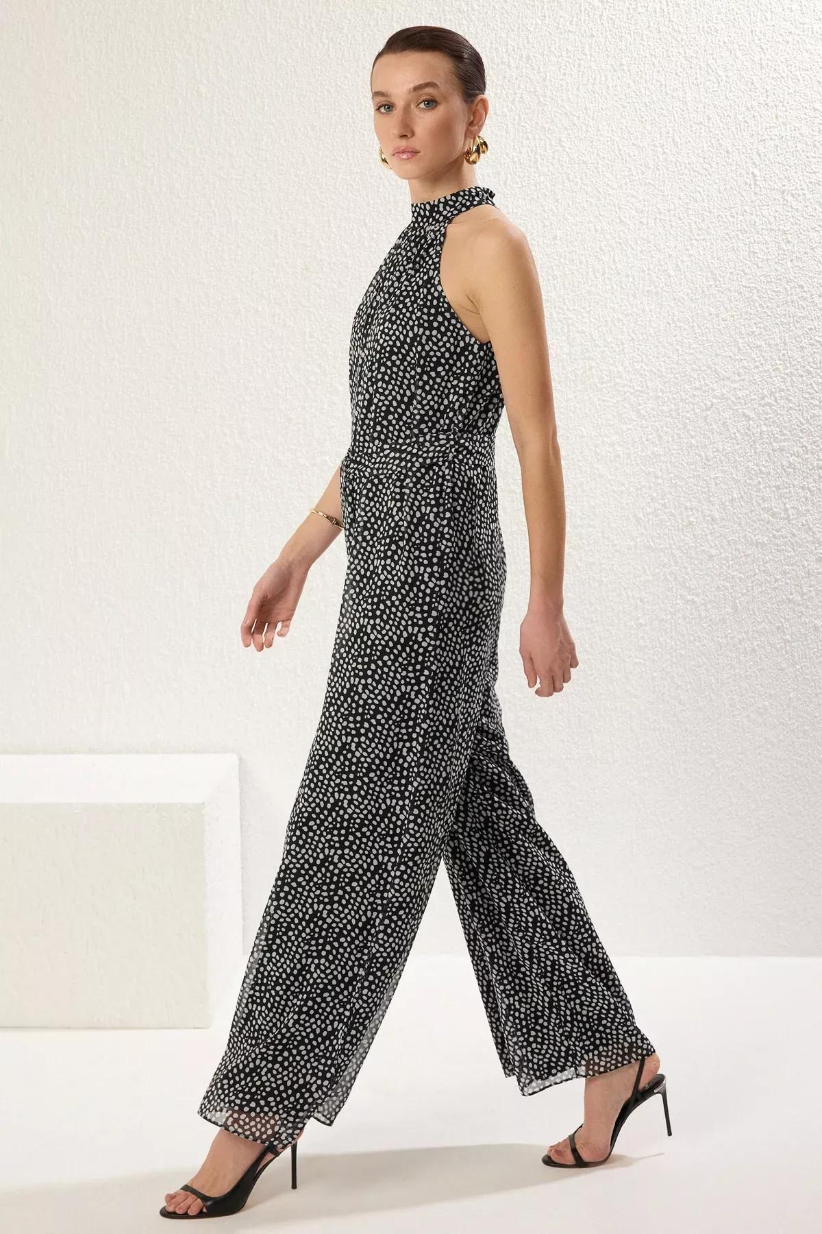 Multicolour Belted Chiffon Woven Jumpsuit, , large image number 2