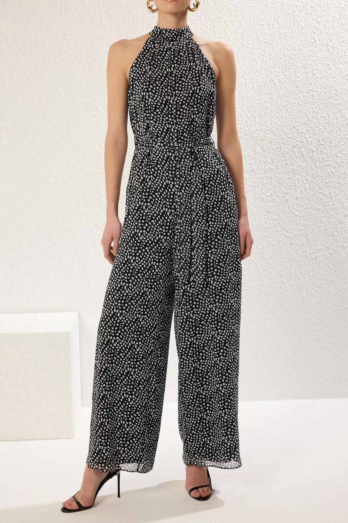 Multicolour Belted Chiffon Woven Jumpsuit, , large image number 3