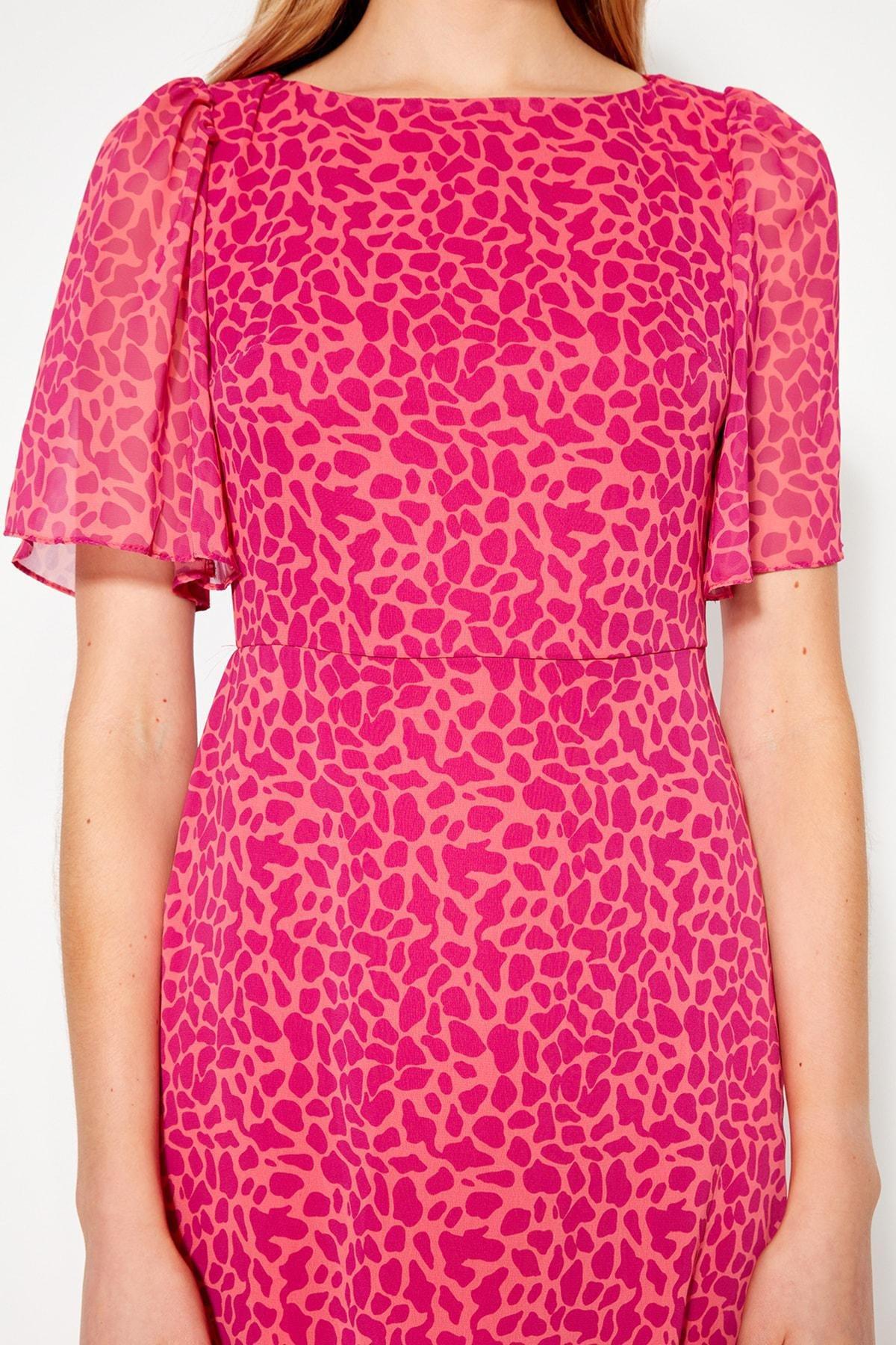 Pink Crew Neck A-Line Dress, , large image number 3