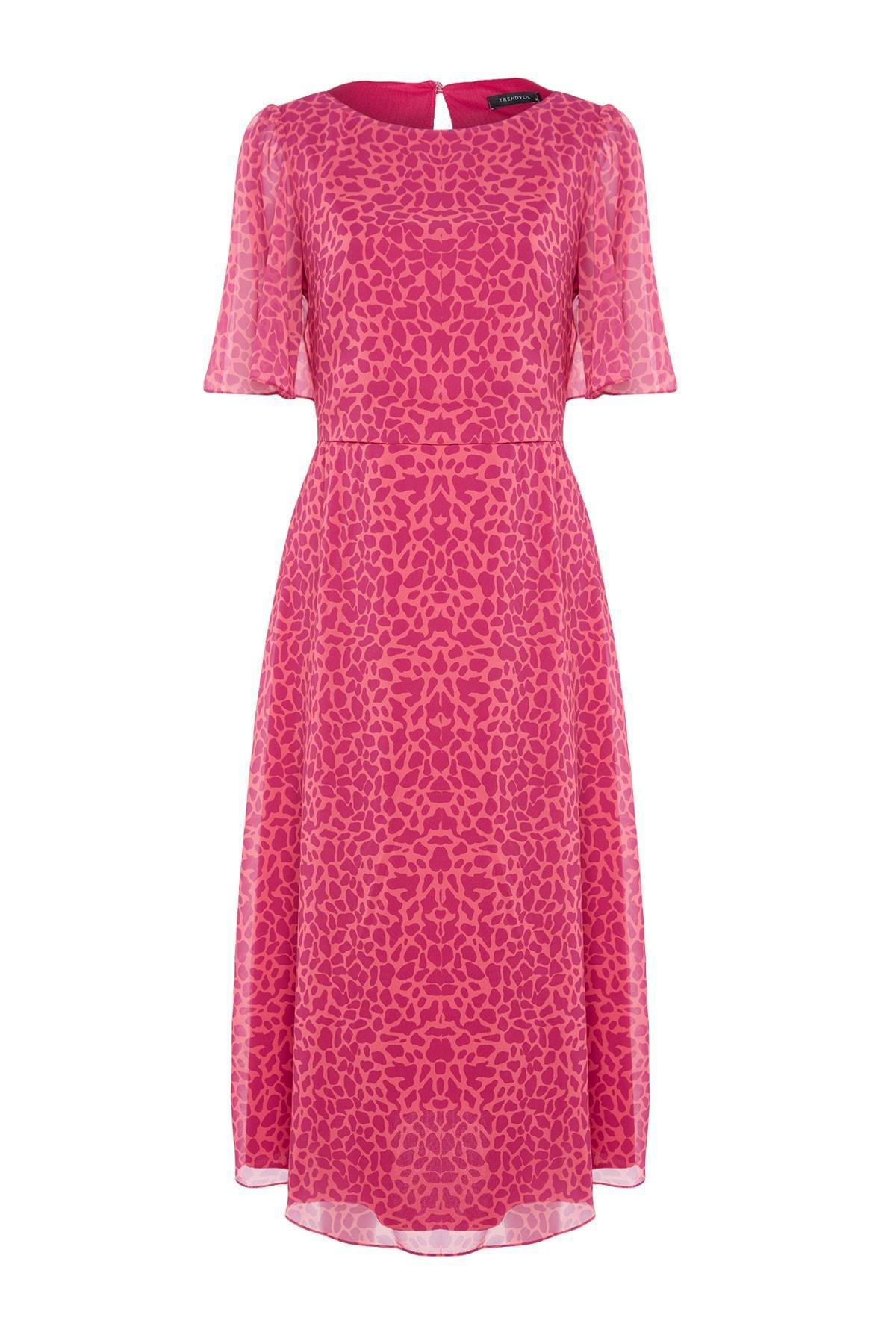 Pink Crew Neck A-Line Dress, , large image number 5