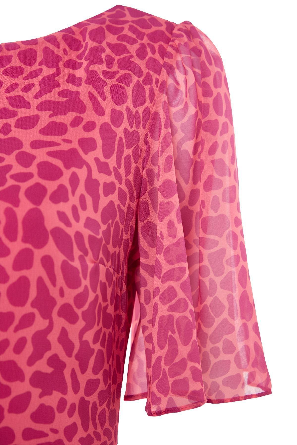 Pink Crew Neck A-Line Dress, , large image number 7