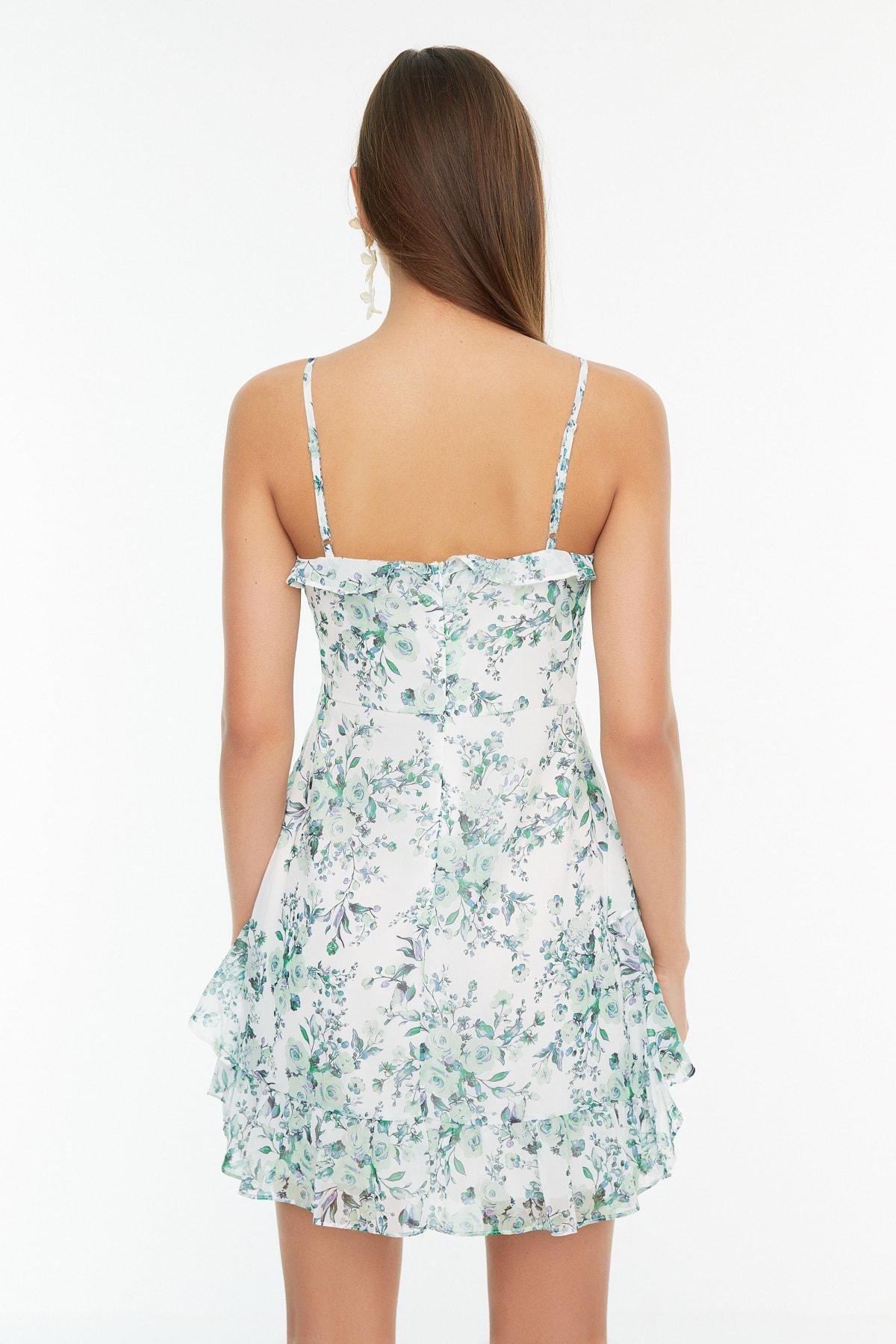 Green A-Line Floral Mini Dress, , large image number 4