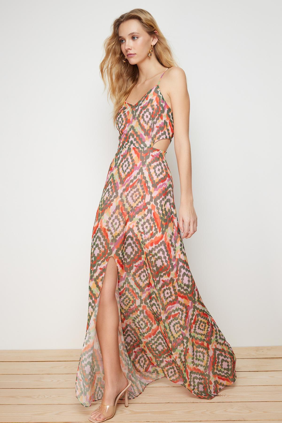 Multicolour Slit Detailed Dress, , large image number 0
