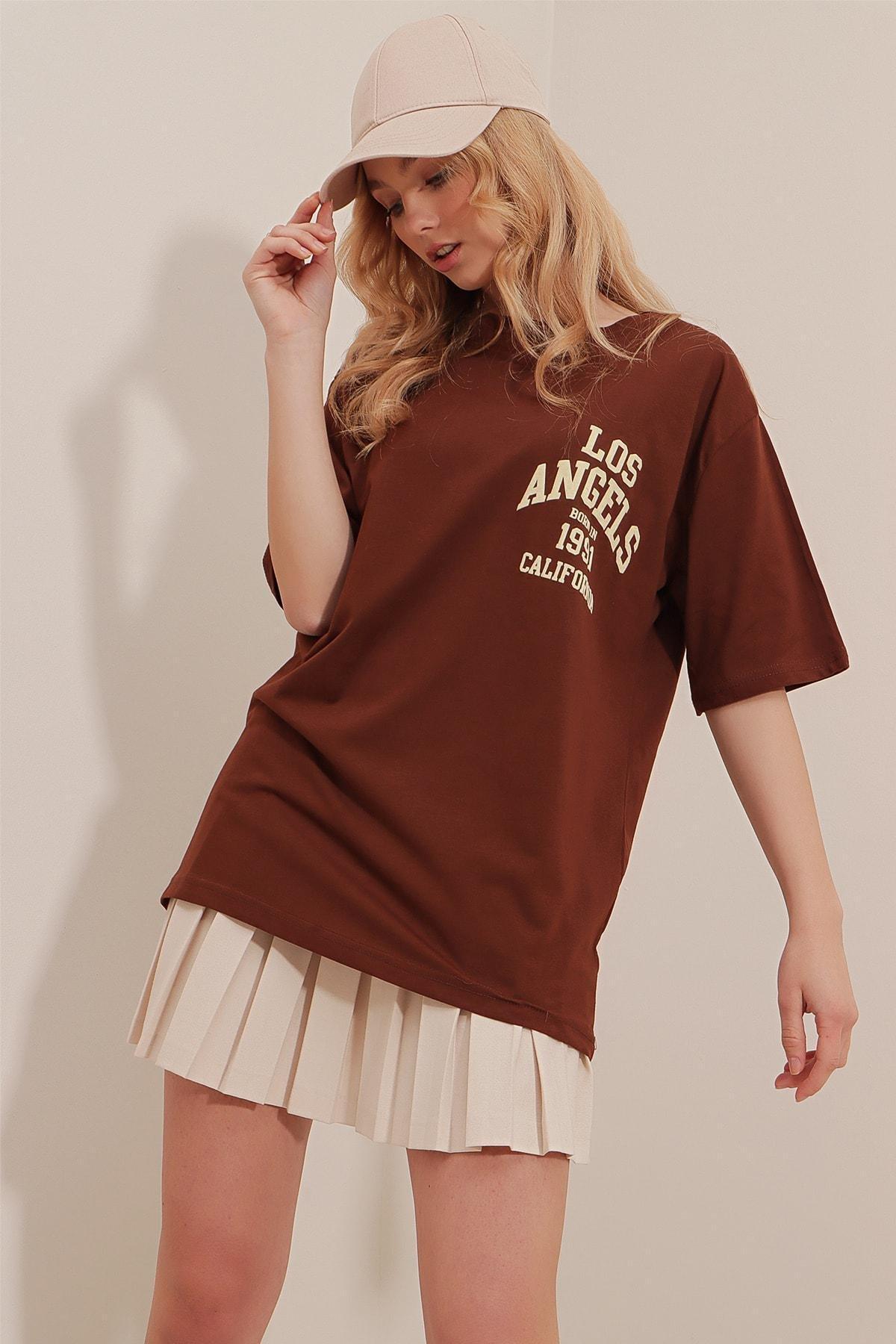 Brown Graphic Oversize T-Shirt, Brown, large image number 2