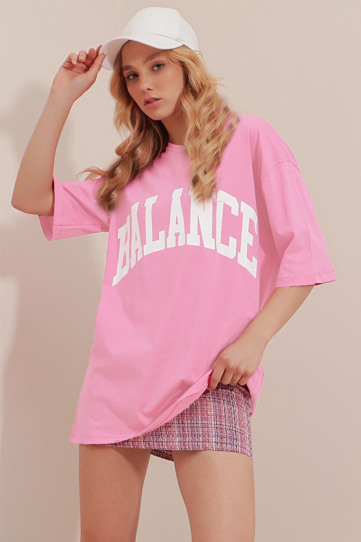 Alacati - Pink Graphic Oversize T-Shirt