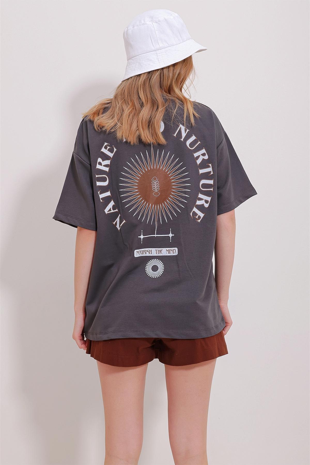 Grey Printed Oversize T-Shirt, Anthracite, large image number 3