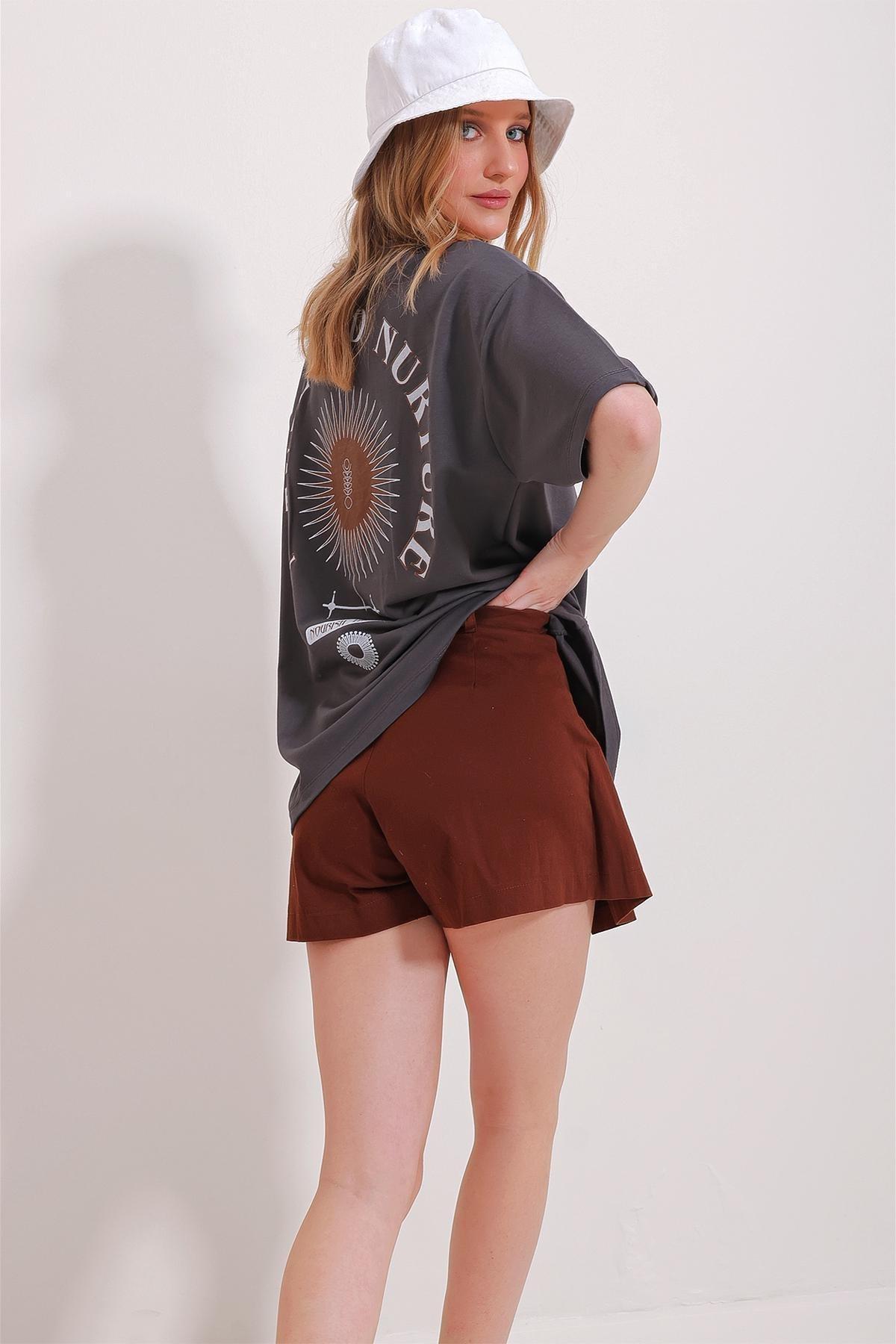 Grey Printed Oversize T-Shirt, Anthracite, large image number 4