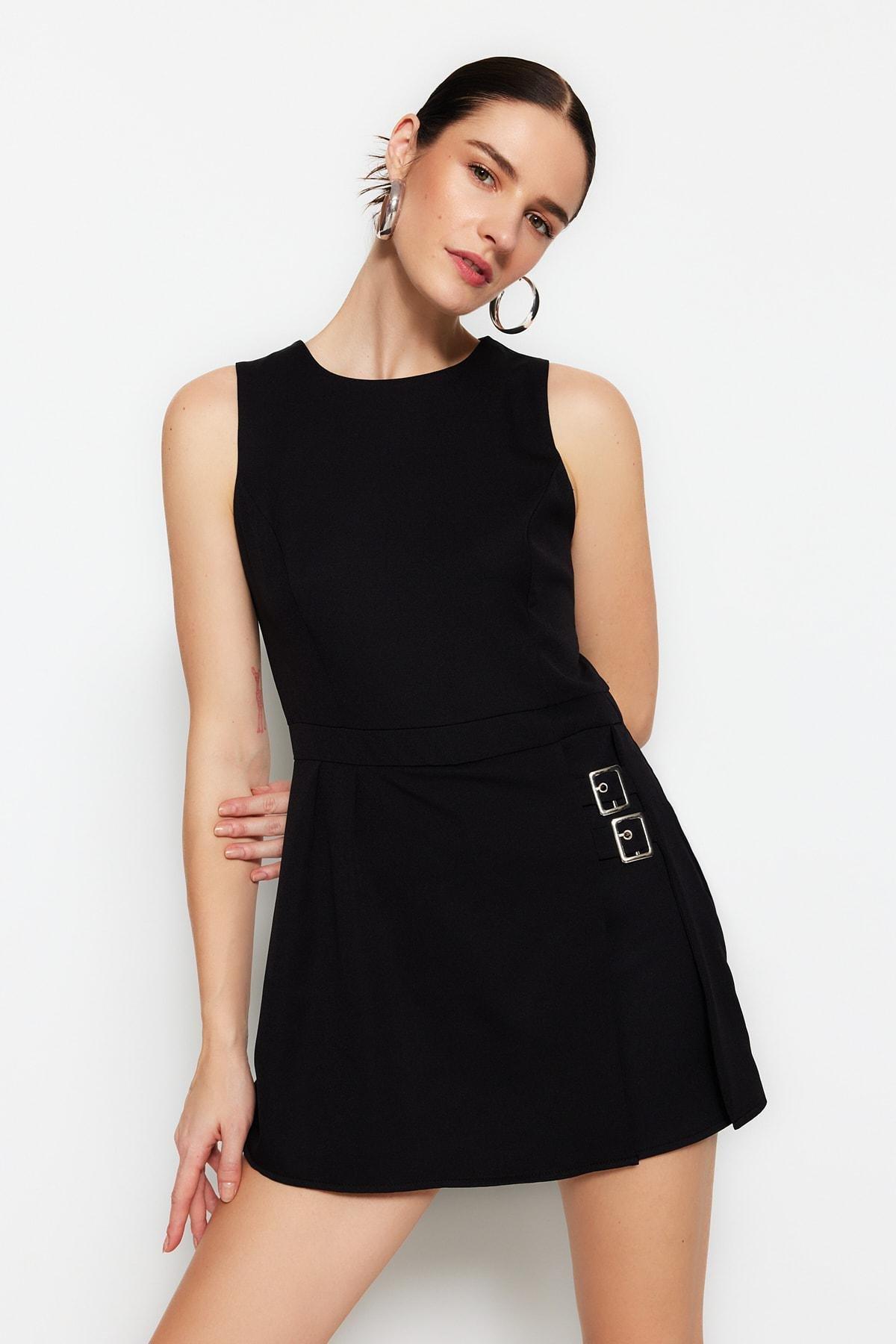 Black Crew Neck Jumpsuit, , large image number 1