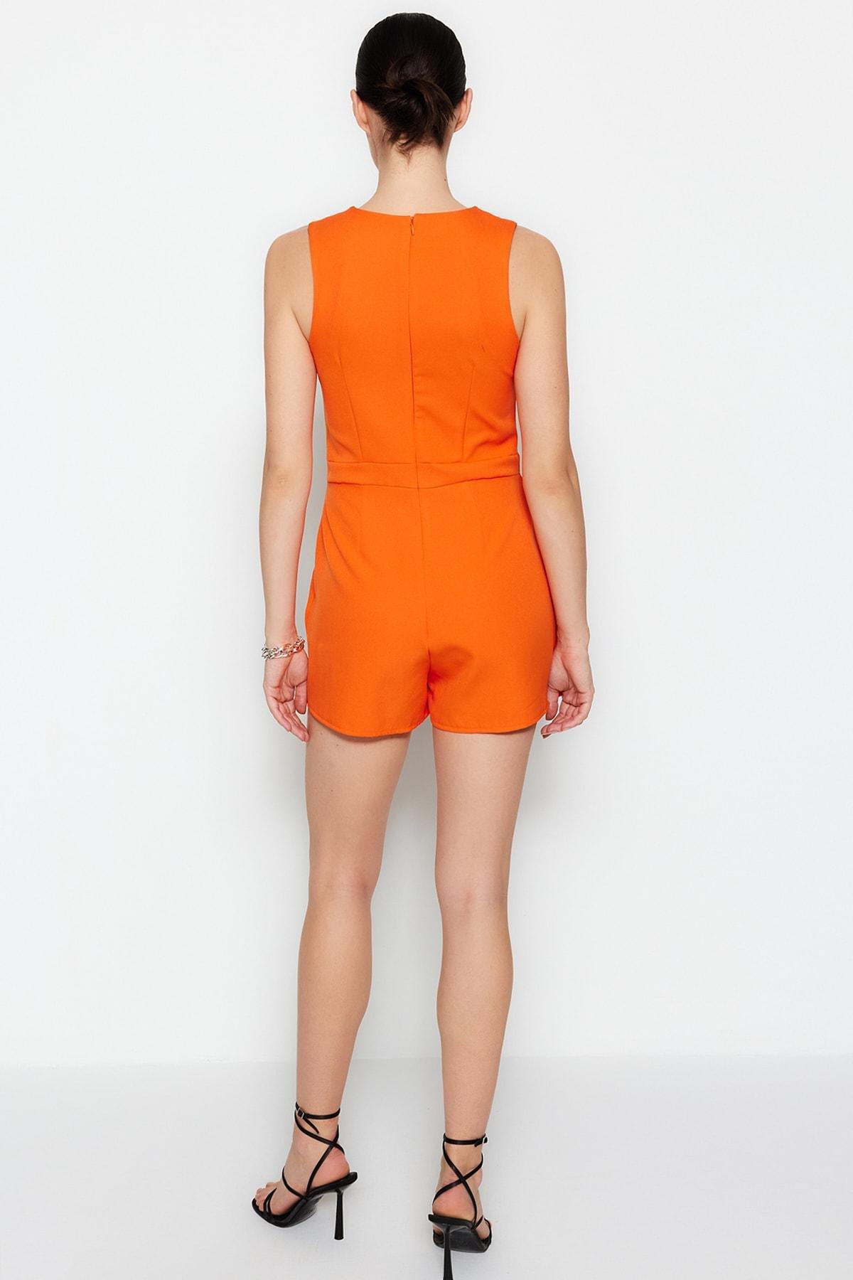 Orange Crew Neck Jumpsuit, , large image number 4