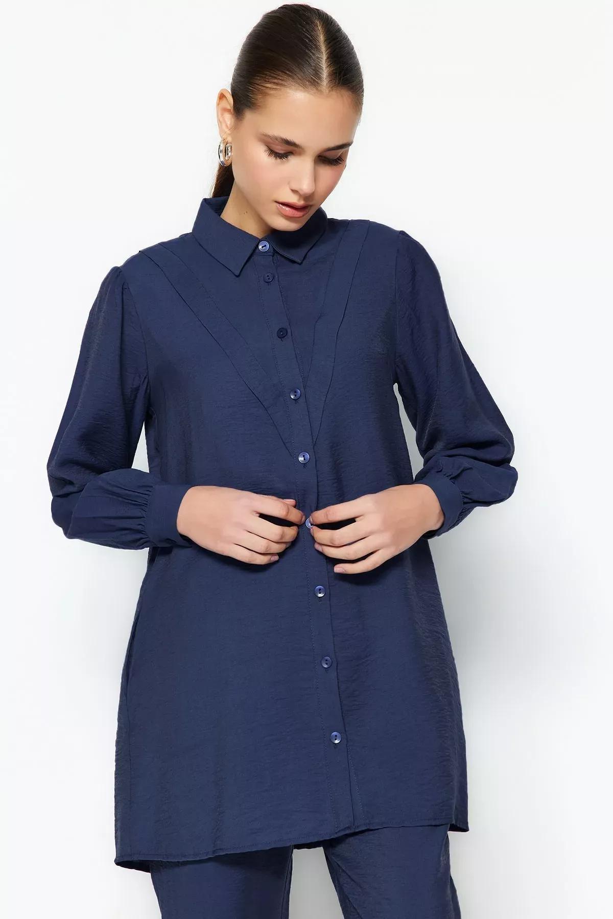 Navy Shirt Collar Co-Ord Set, , large image number 0