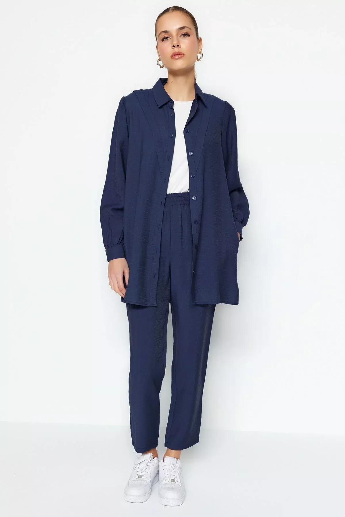 Navy Shirt Collar Co-Ord Set, , large image number 2