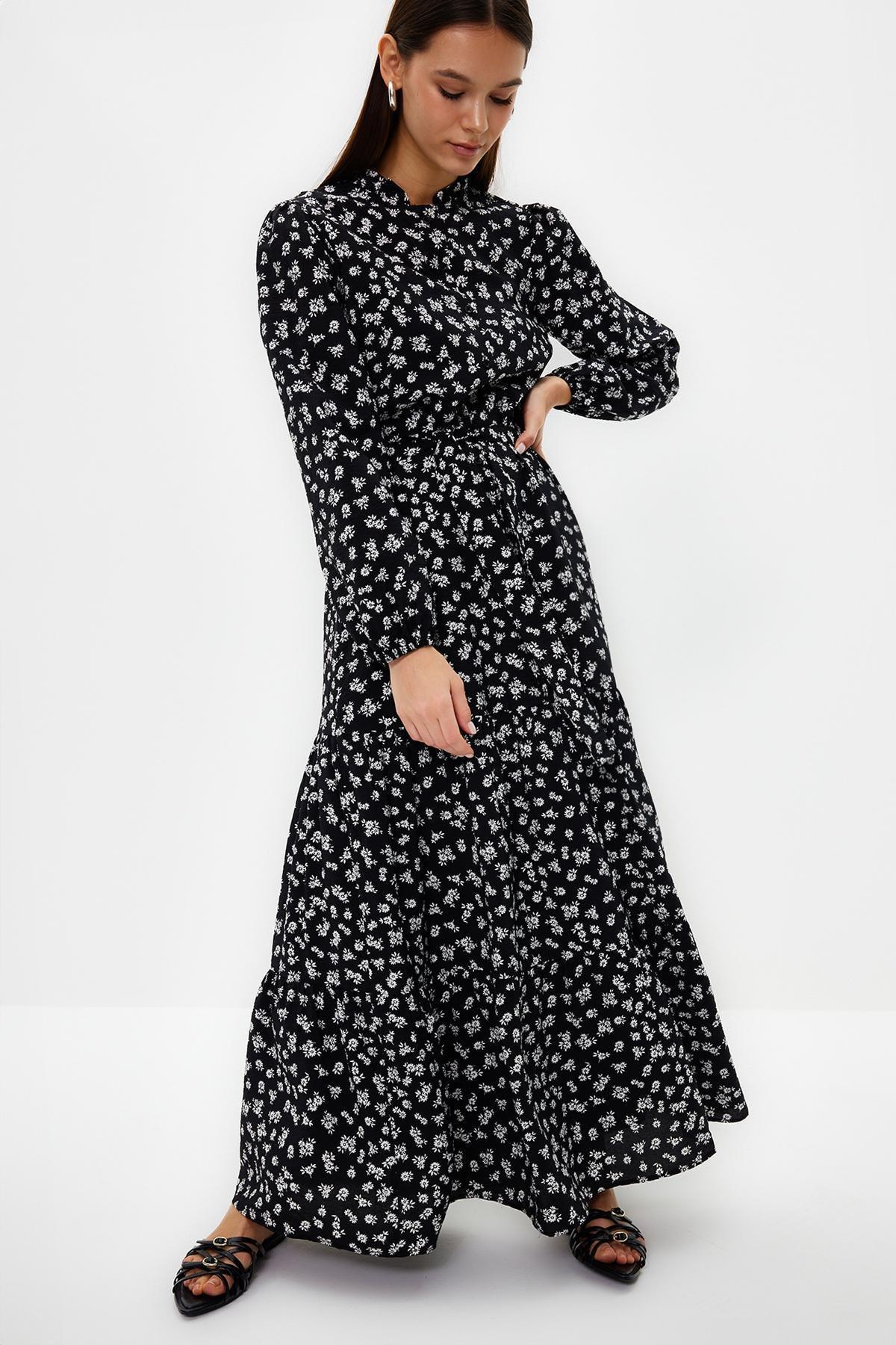 Black Belted Floral Dress, , large image number 2