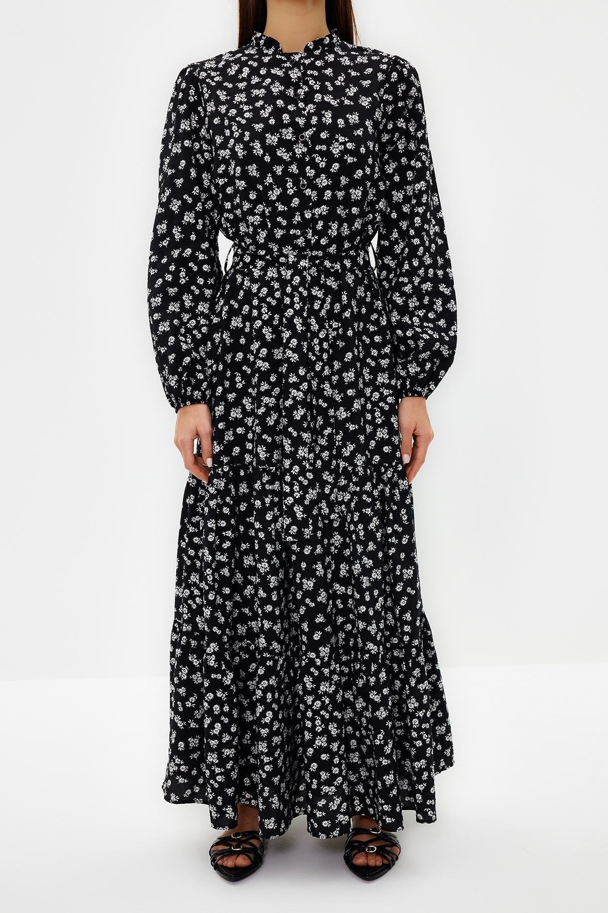 Black Belted Floral Dress, , large image number 3