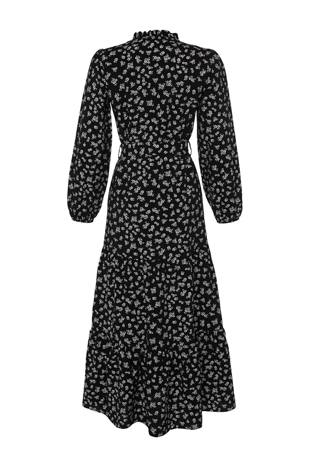 Black Belted Floral Dress, , large image number 6