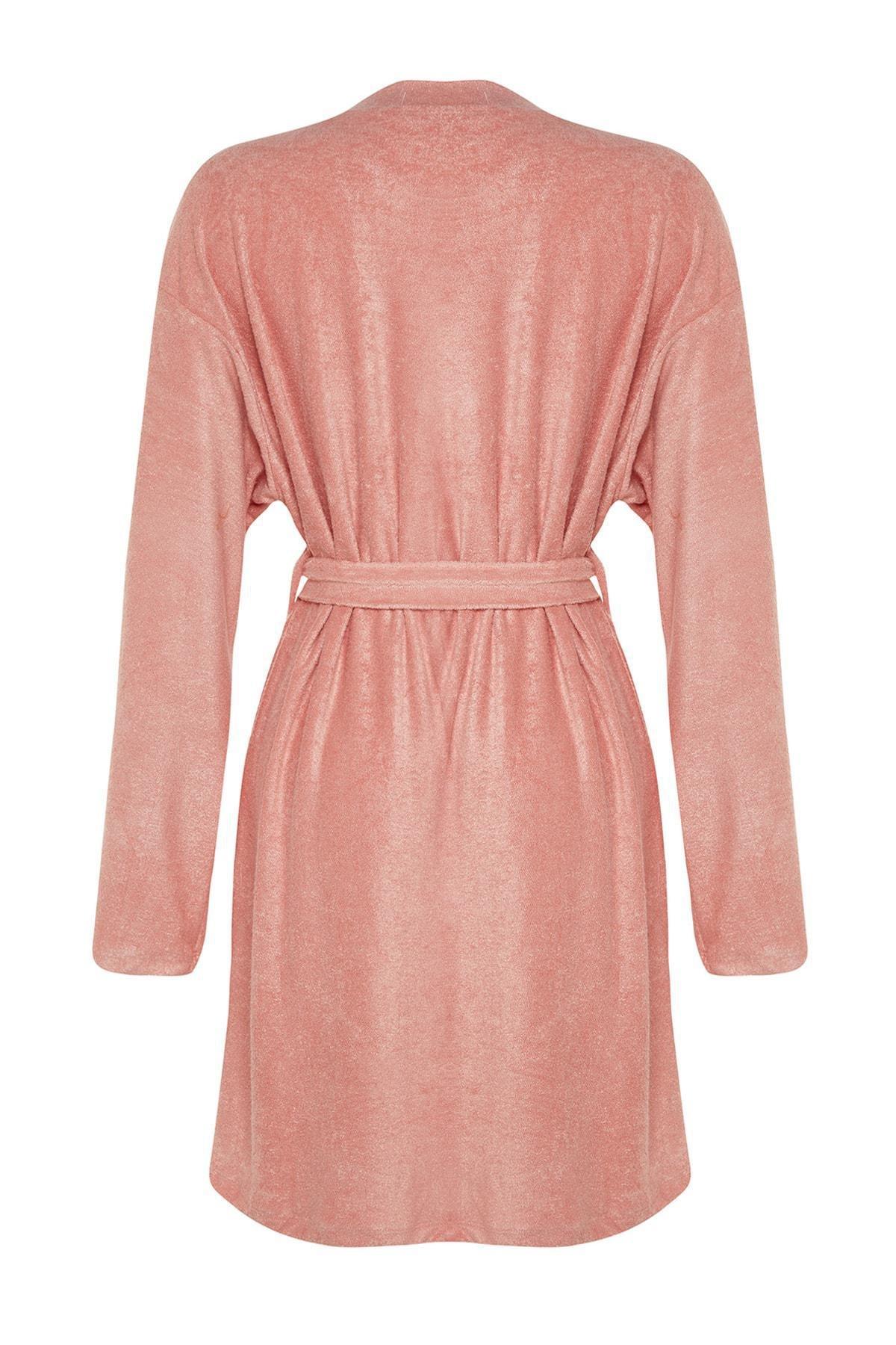 Trendyol - Pink Midi Raglan Sleeve Dressing Gown