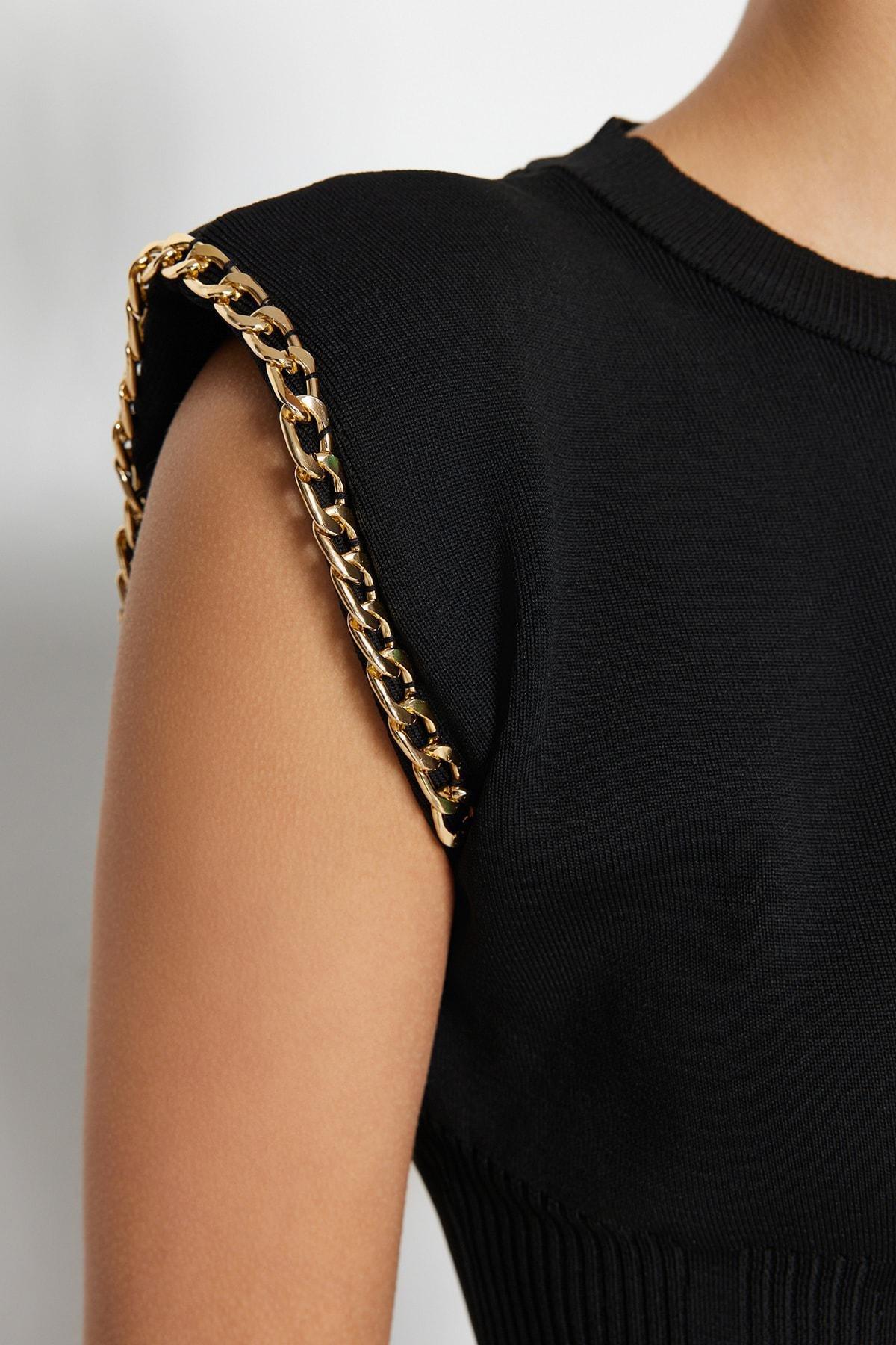 Black Crew Neck Blouse, , large image number 4