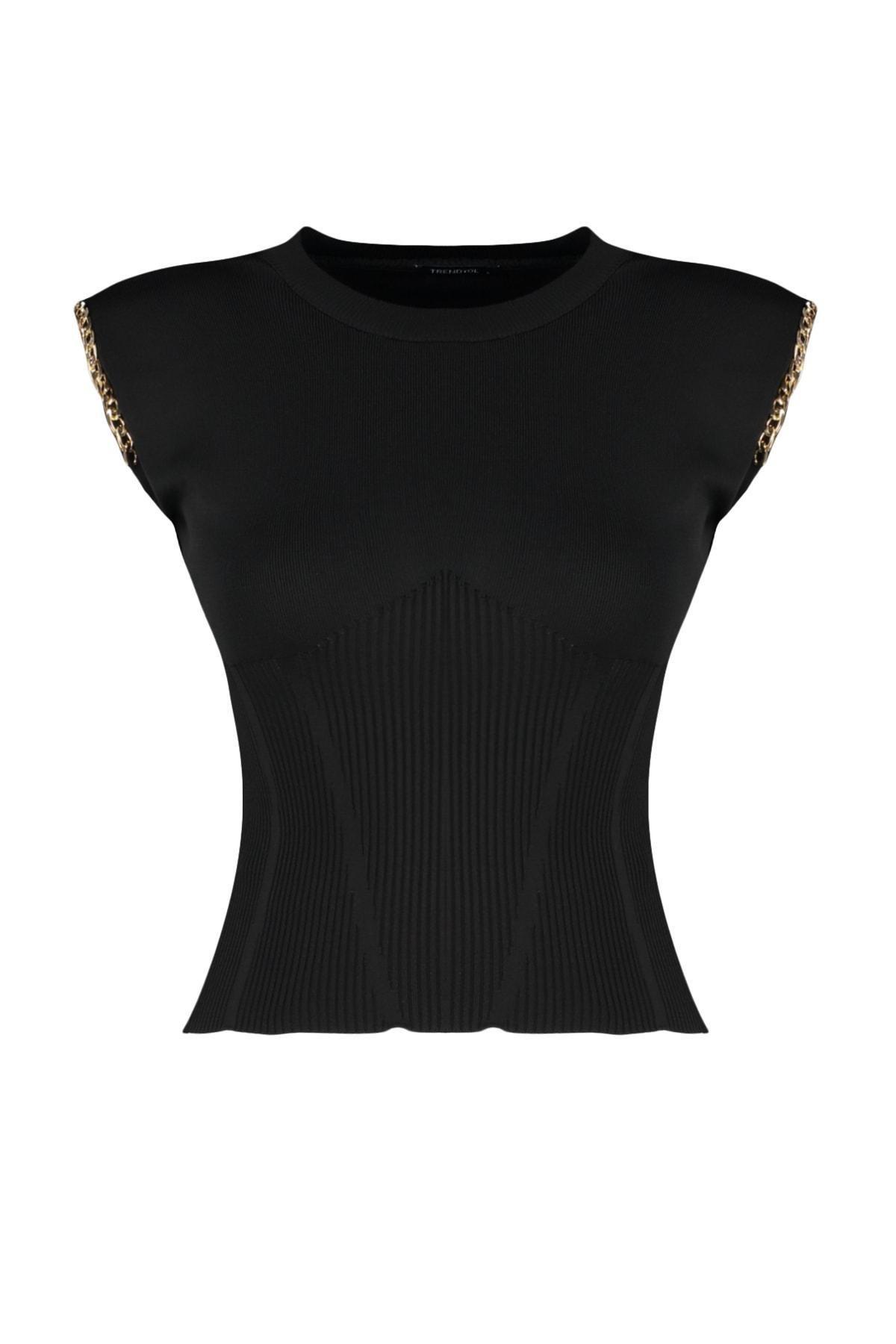 Black Crew Neck Blouse, , large image number 5