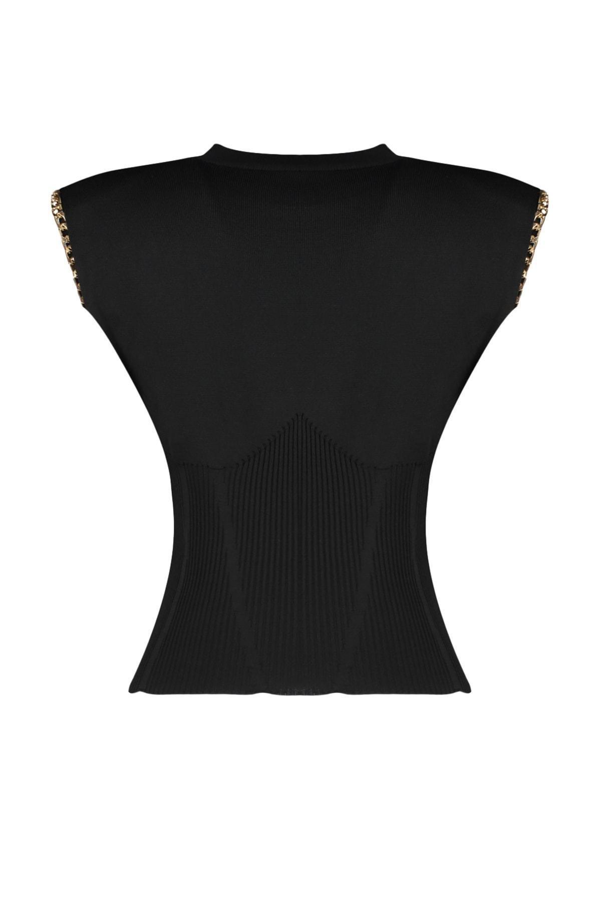 Black Crew Neck Blouse, , large image number 6
