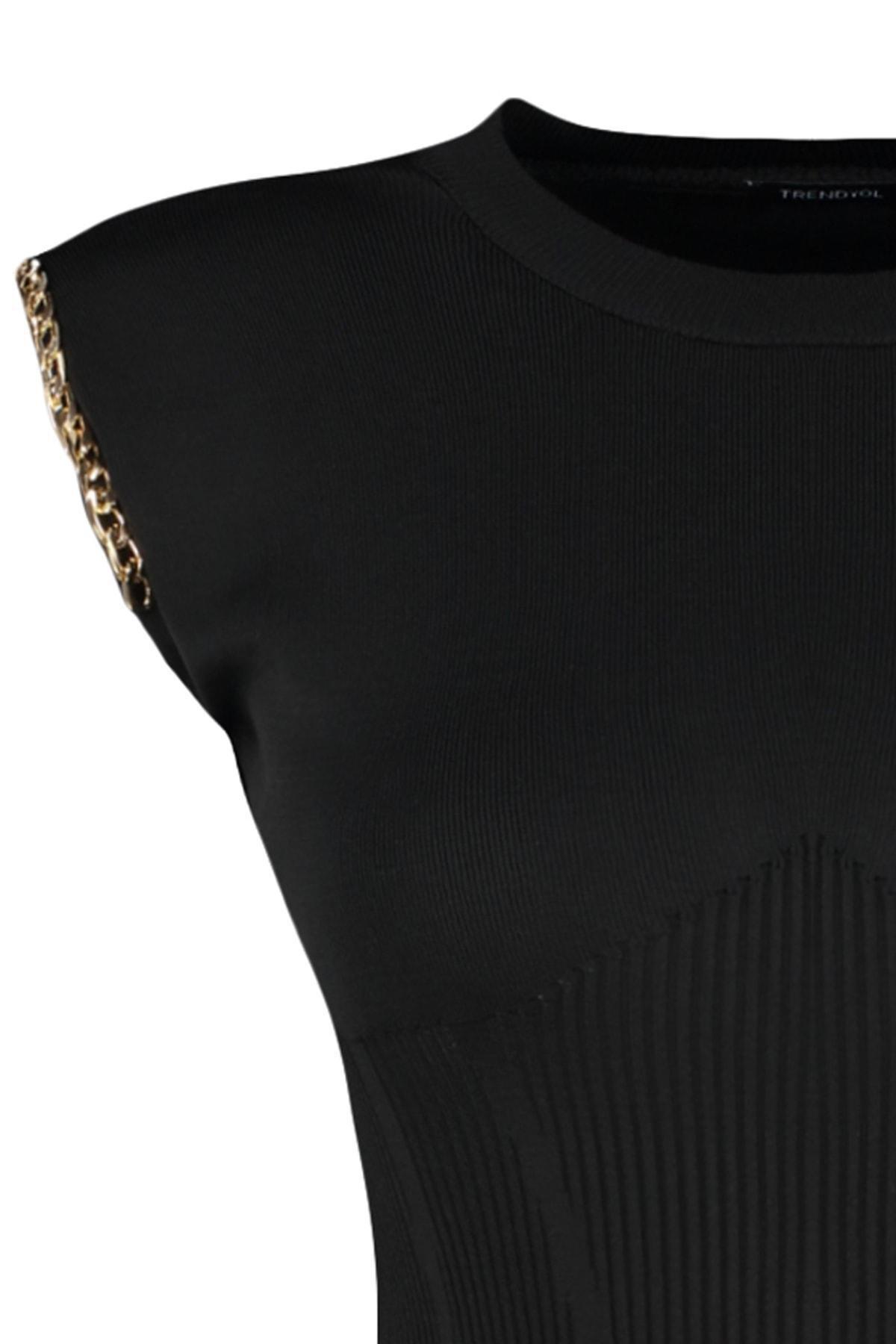Black Crew Neck Blouse, , large image number 7