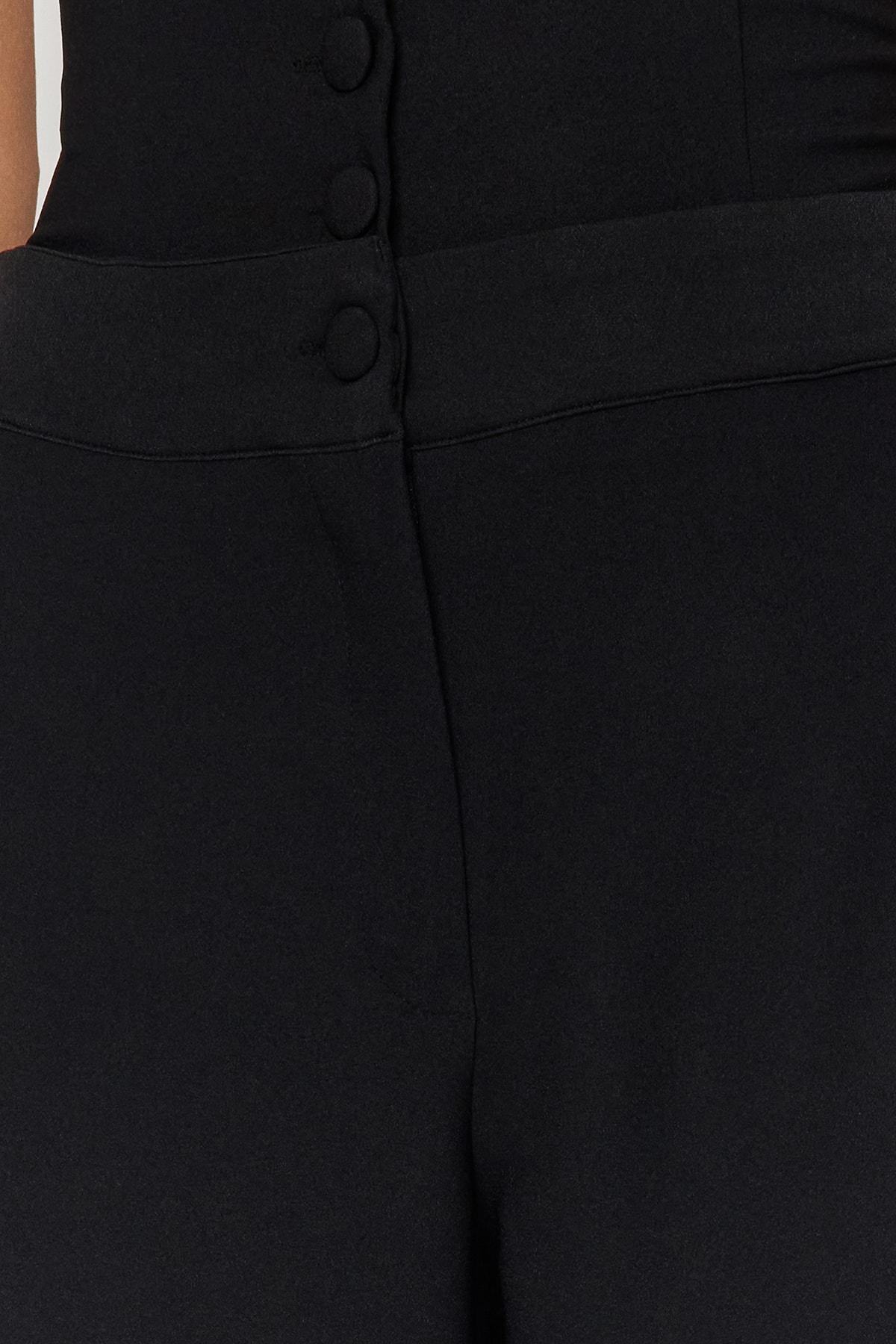 Black Woven Corset Detailed Trousers, , large image number 4