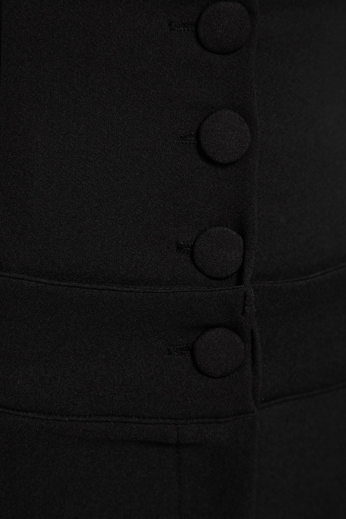Black Woven Corset Detailed Trousers, , large image number 6