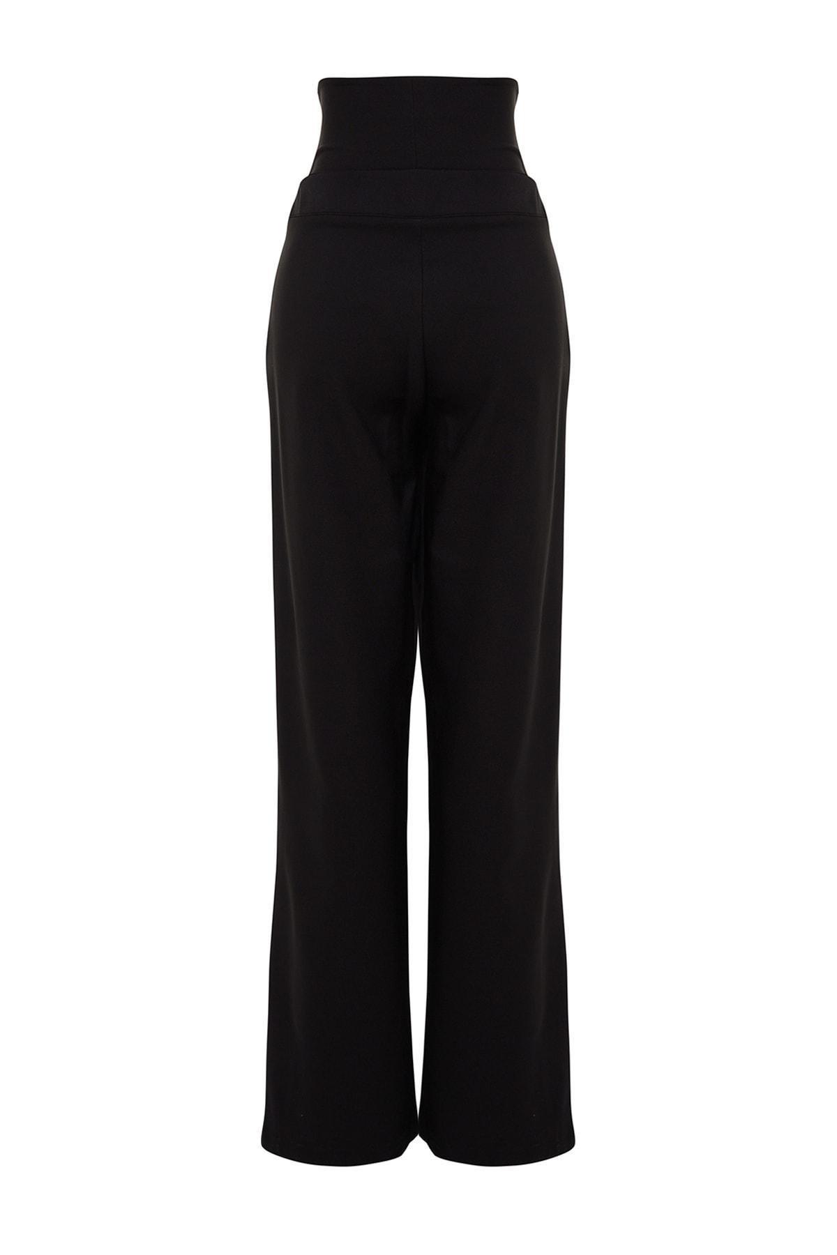 Black Woven Corset Detailed Trousers, , large image number 7
