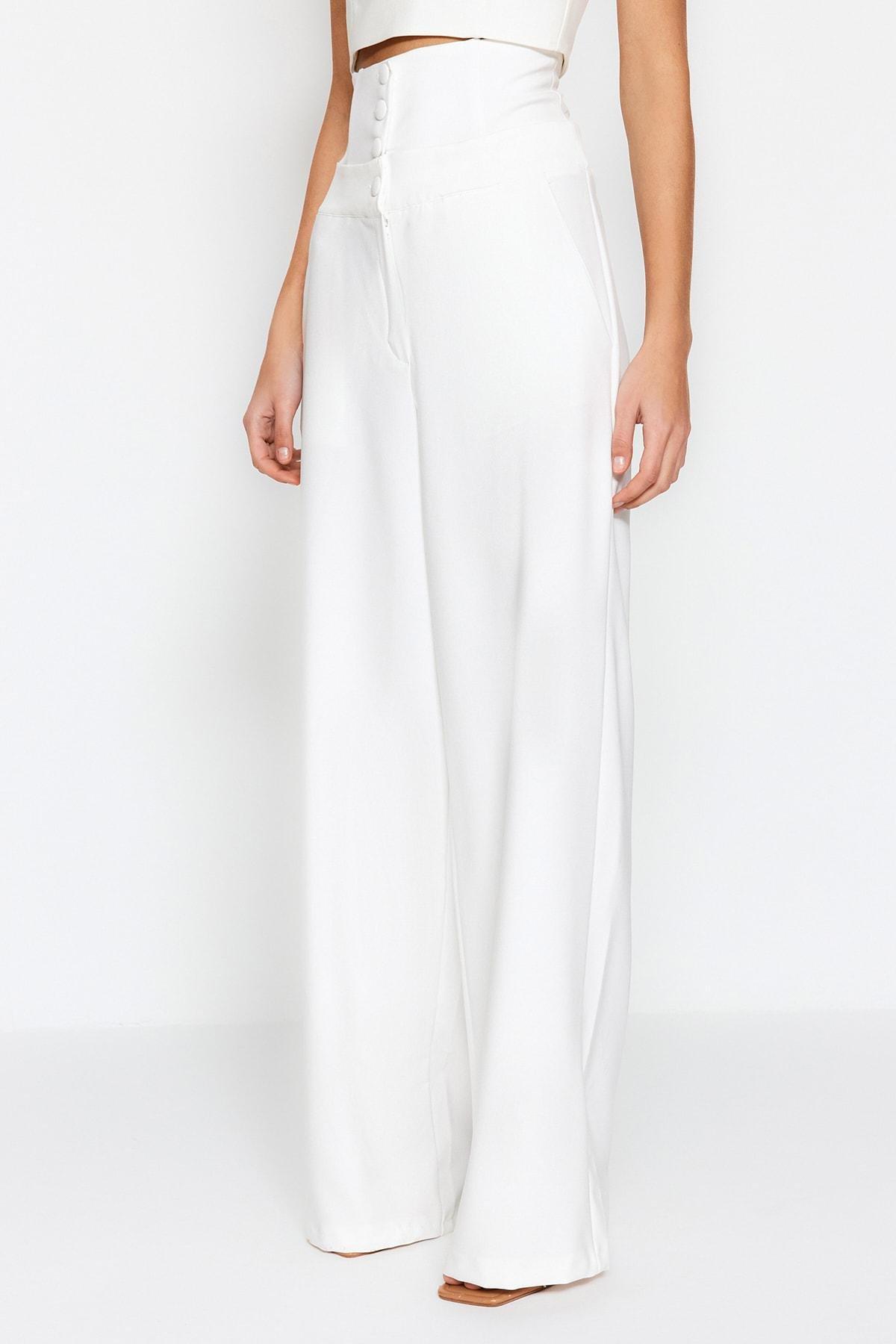 White High Waist Wide Leg Pants, , large image number 3