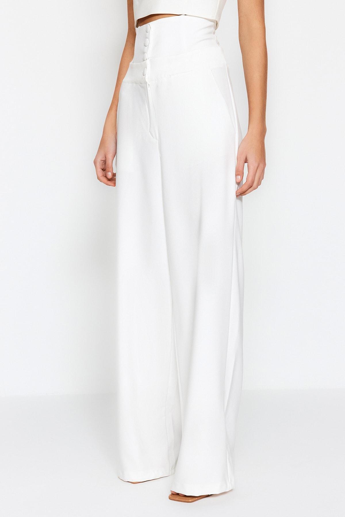 Trendyol - White High Waist Wide Leg Pants