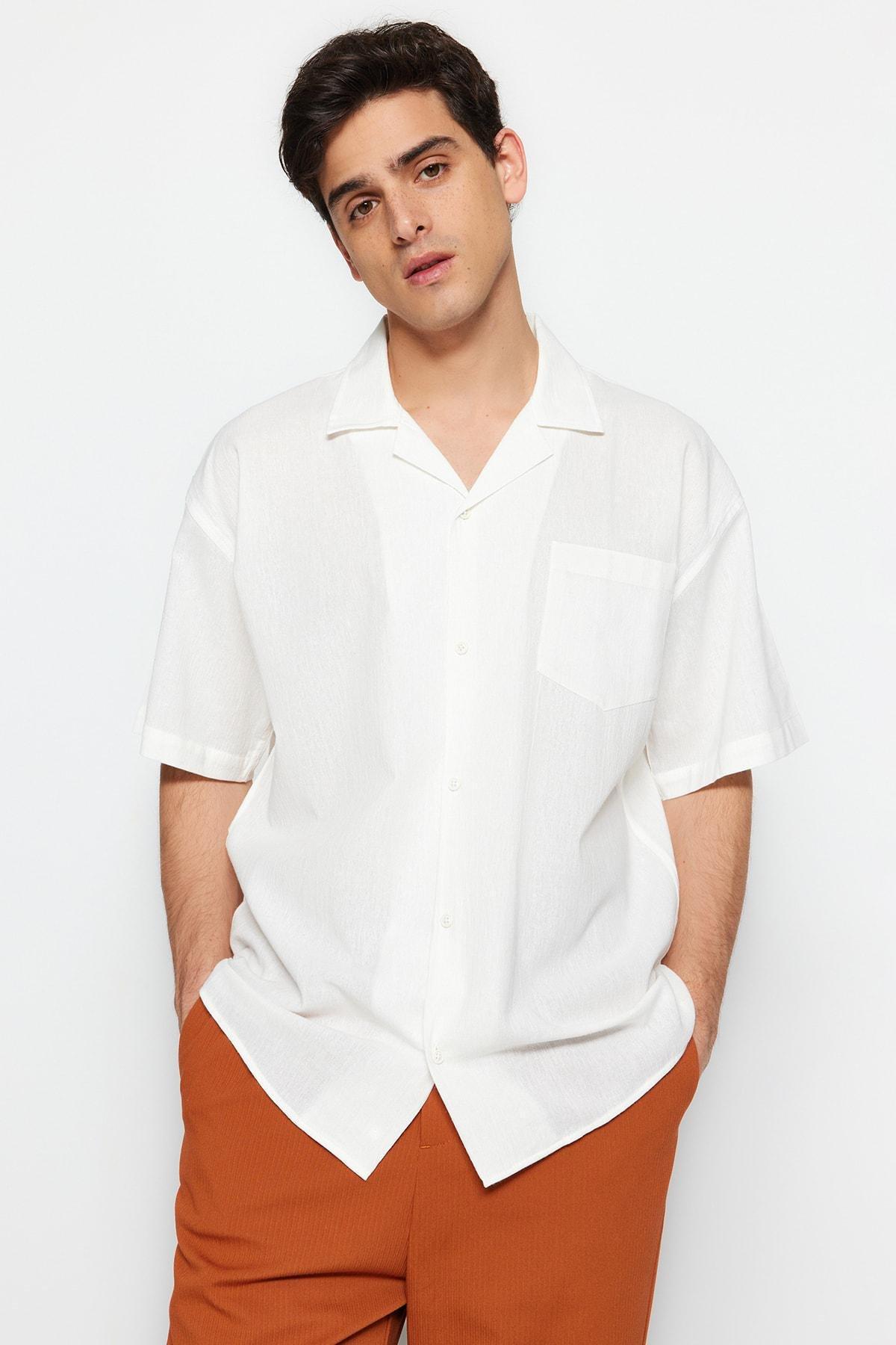 White Cotton Oversize Shirt, , large image number 0
