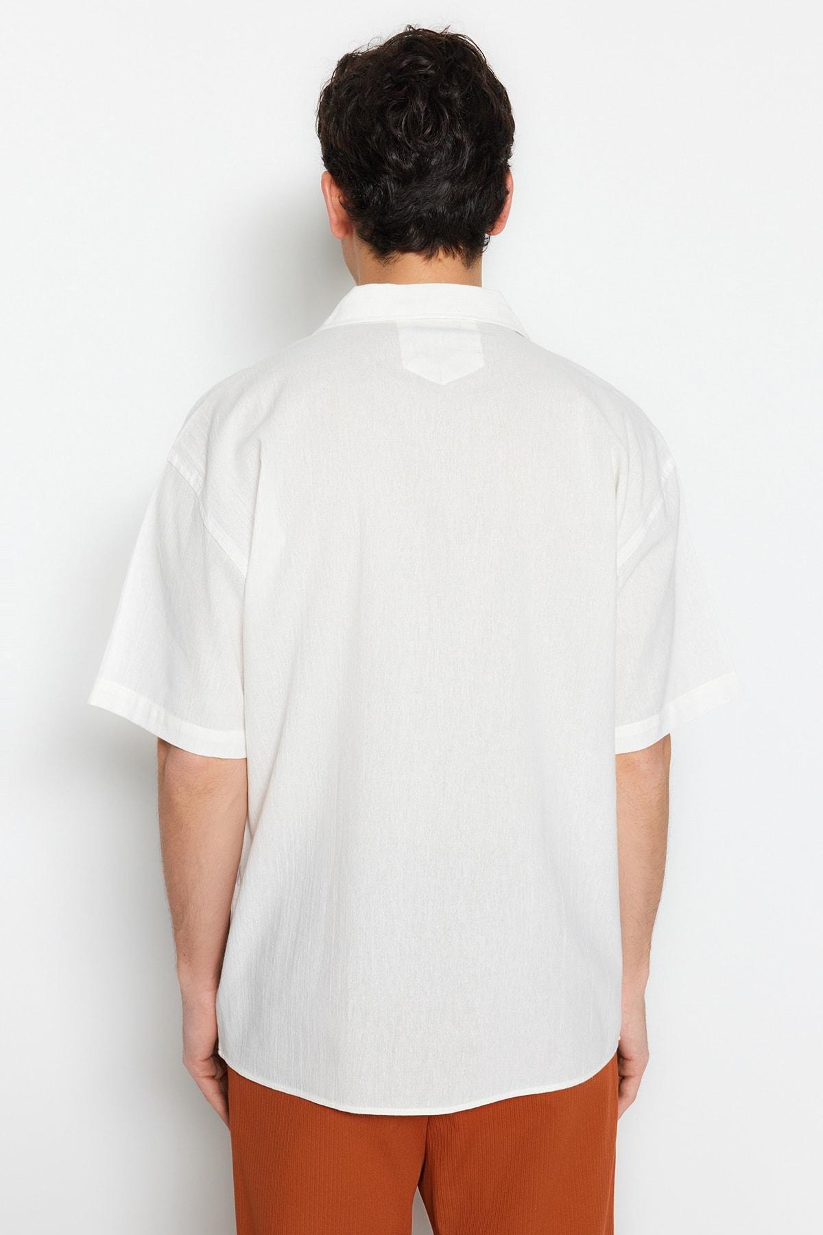 White Cotton Oversize Shirt, , large image number 4