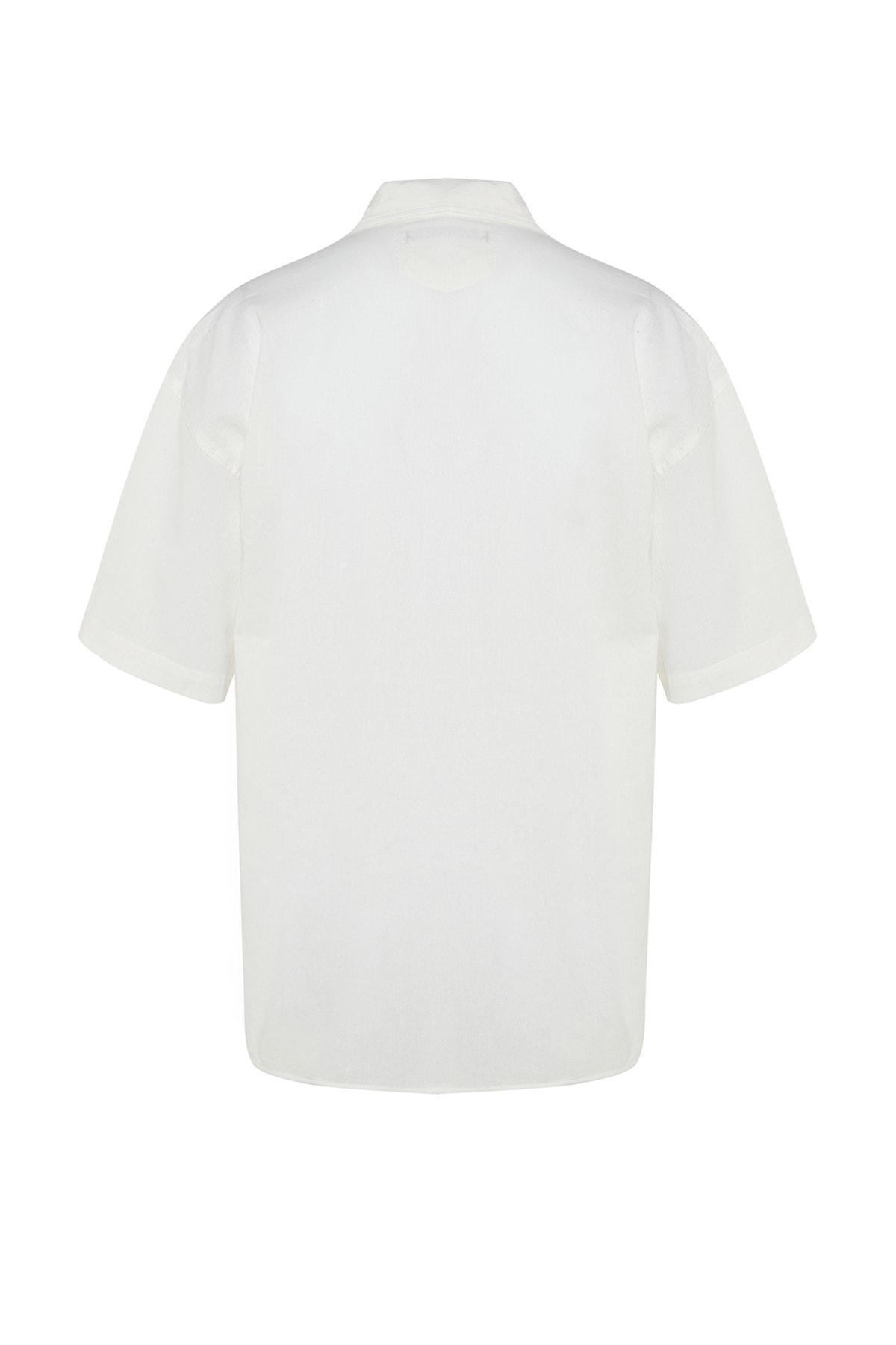 White Cotton Oversize Shirt, , large image number 6
