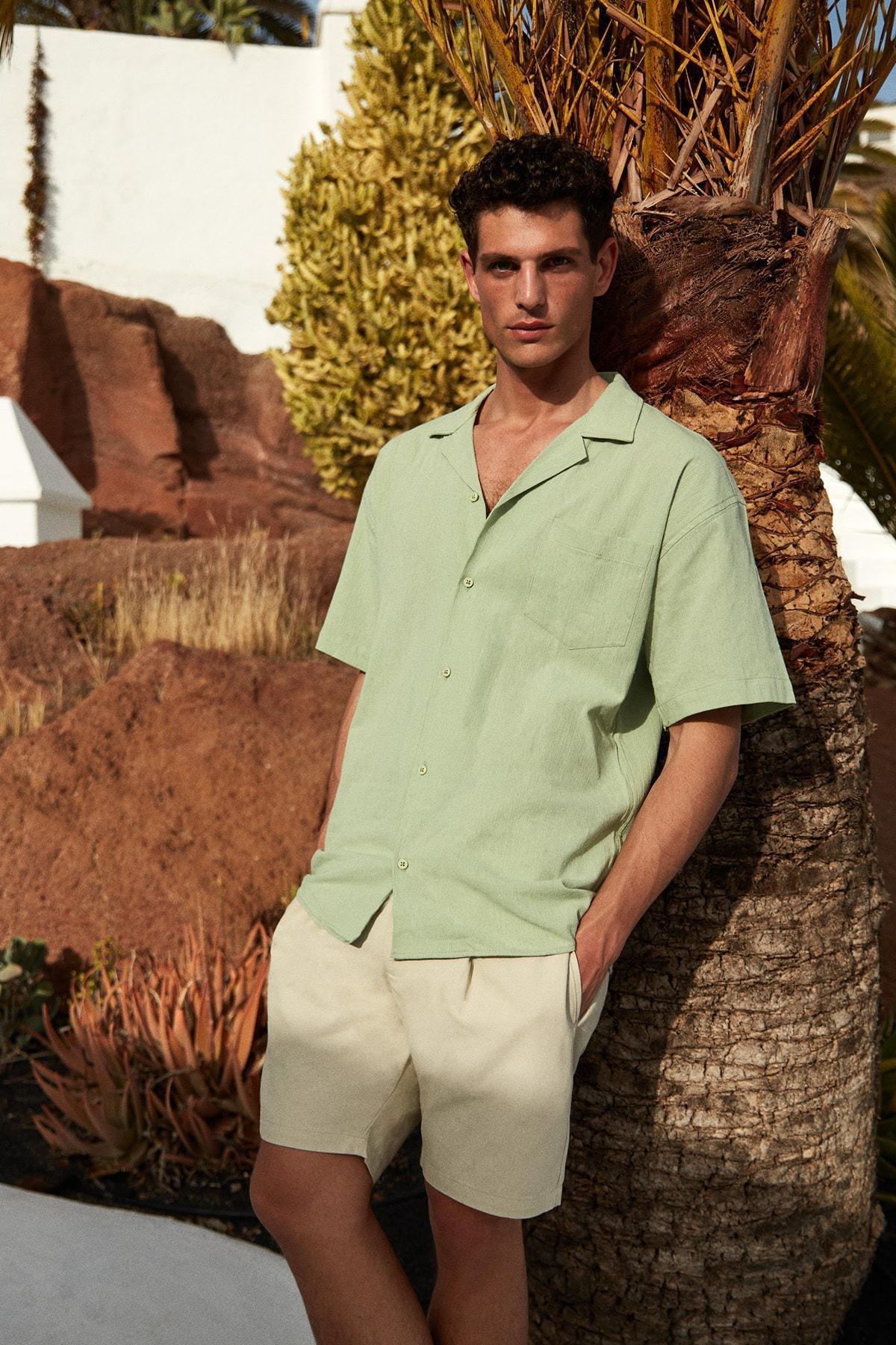 Green Cotton Oversize Shirt, , large image number 0