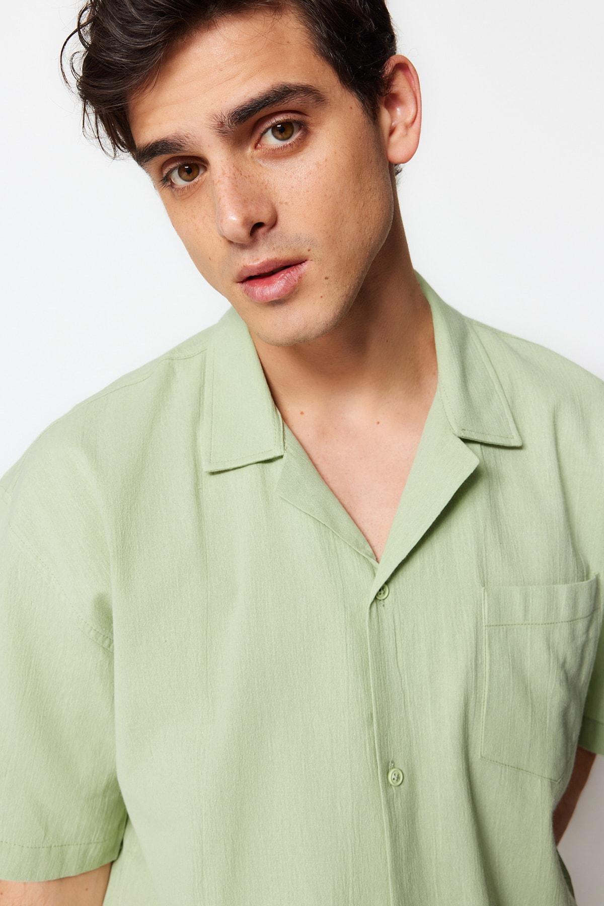 Green Cotton Oversize Shirt, , large image number 1