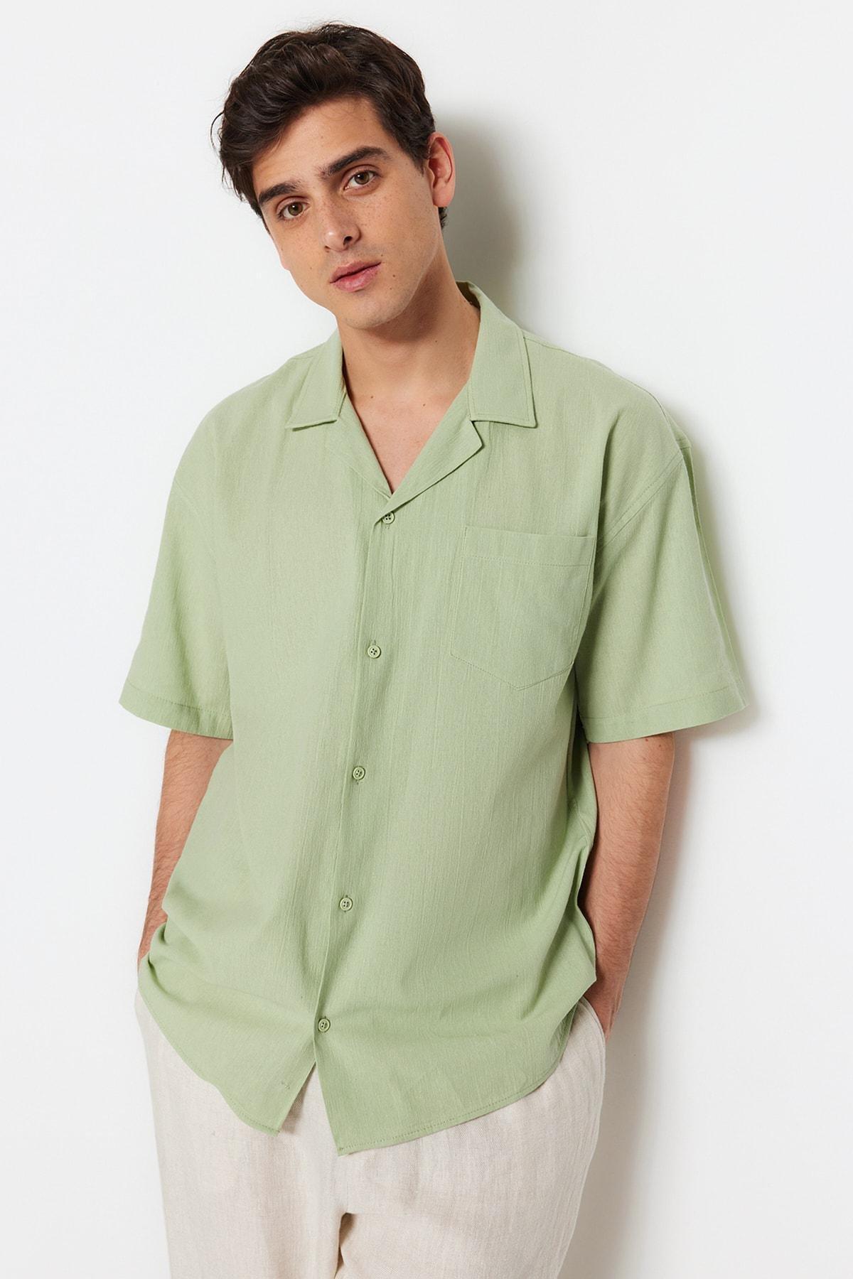 Green Cotton Oversize Shirt, , large image number 2