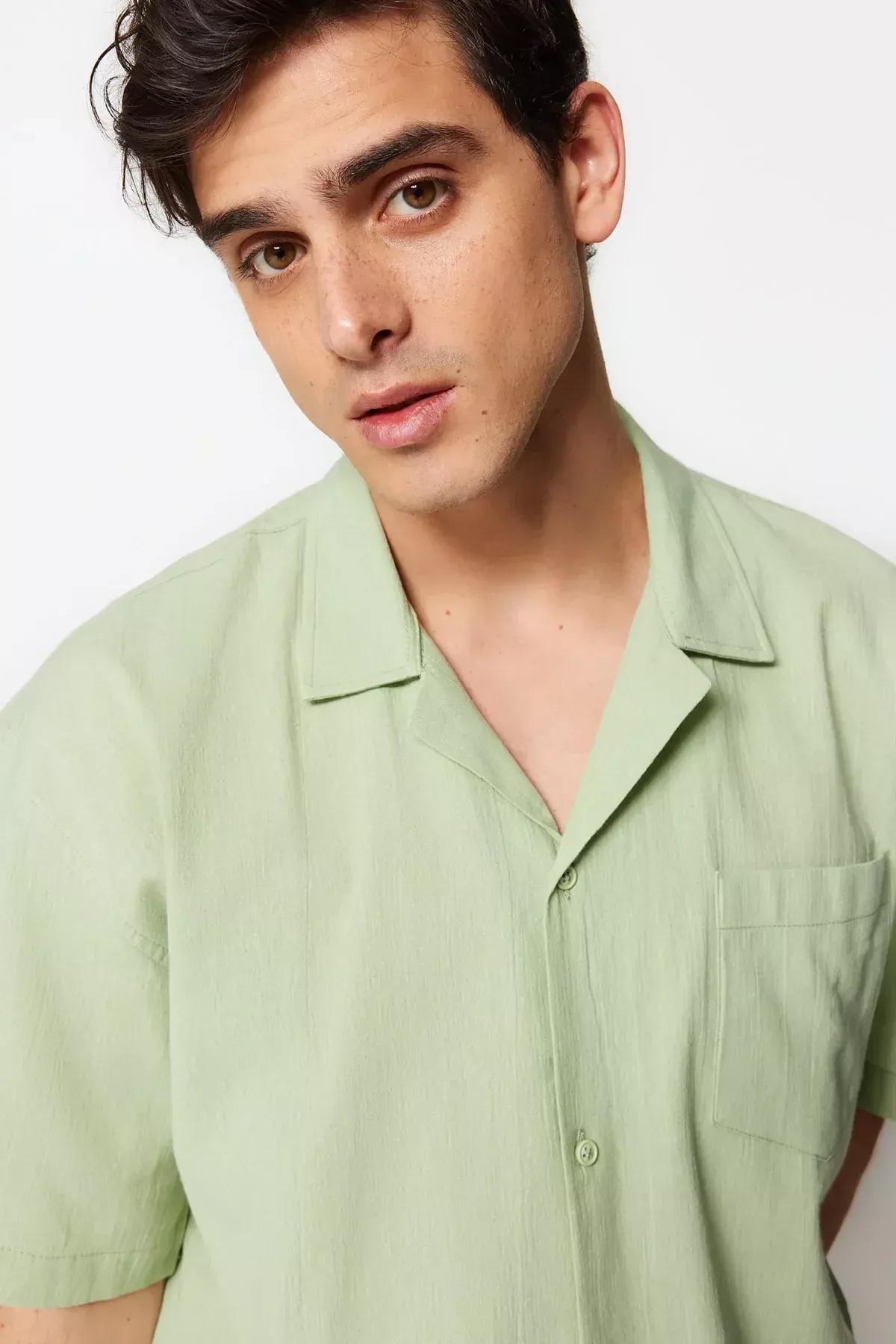 قميص قطن بقصة فضفاضة، أخضر, Green, large image number 2