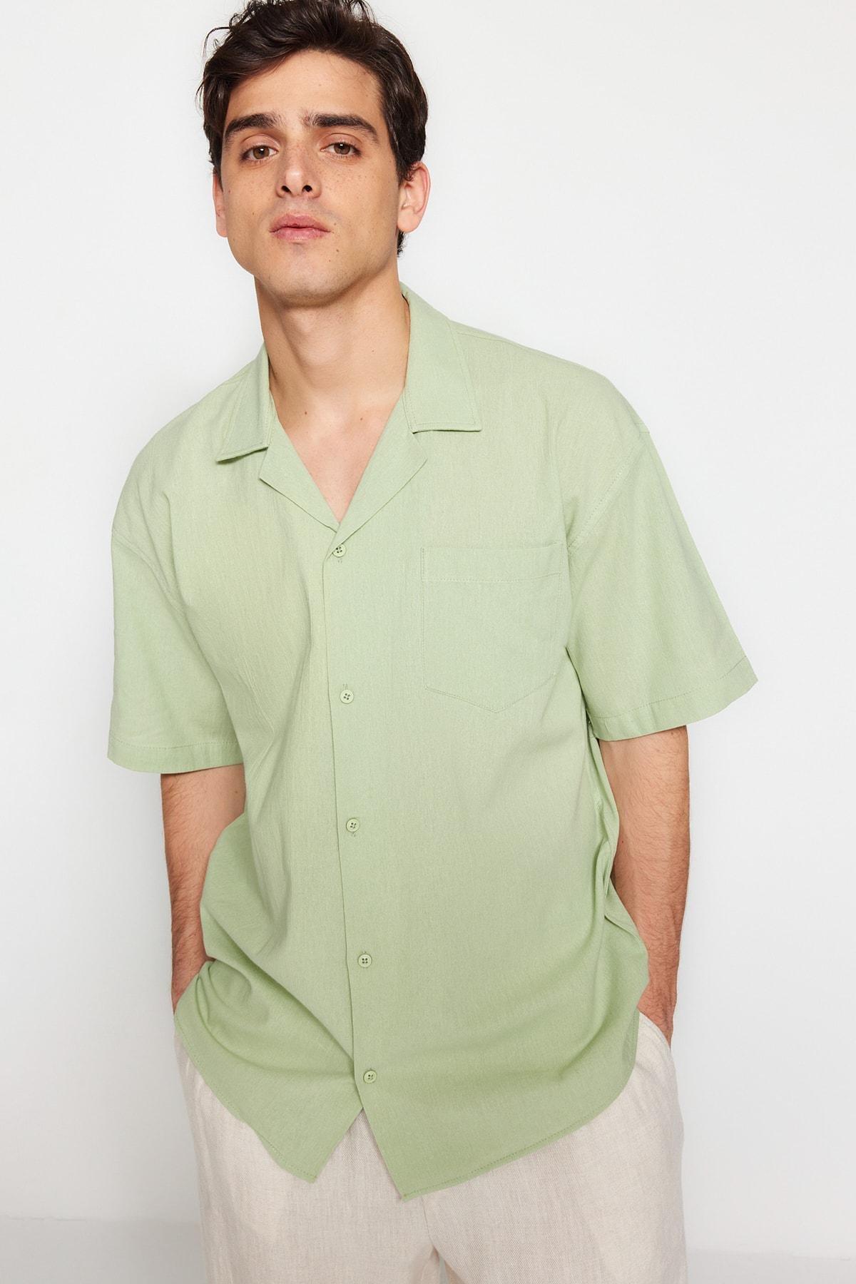 Green Cotton Oversize Shirt, , large image number 3