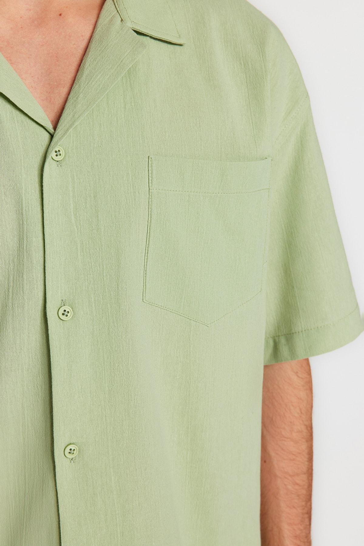 Green Cotton Oversize Shirt, , large image number 4
