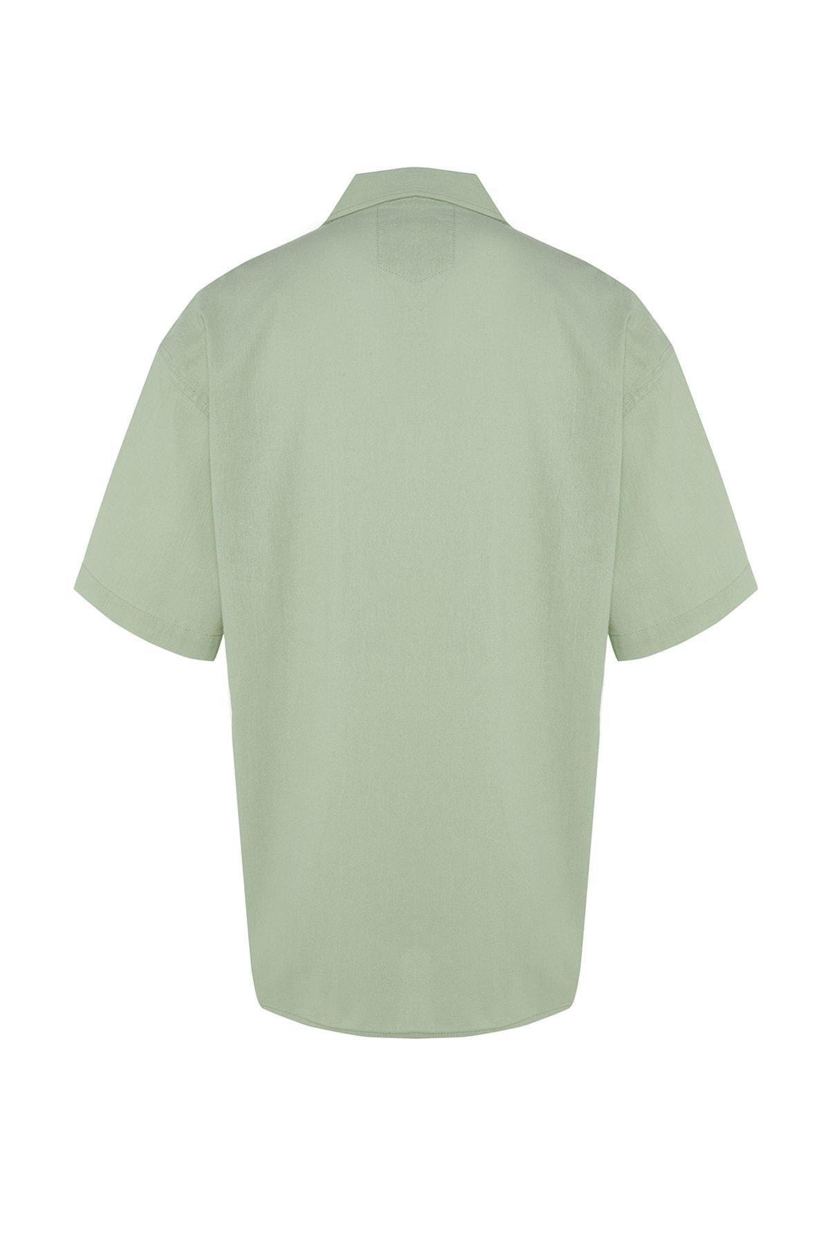 Green Cotton Oversize Shirt, , large image number 7