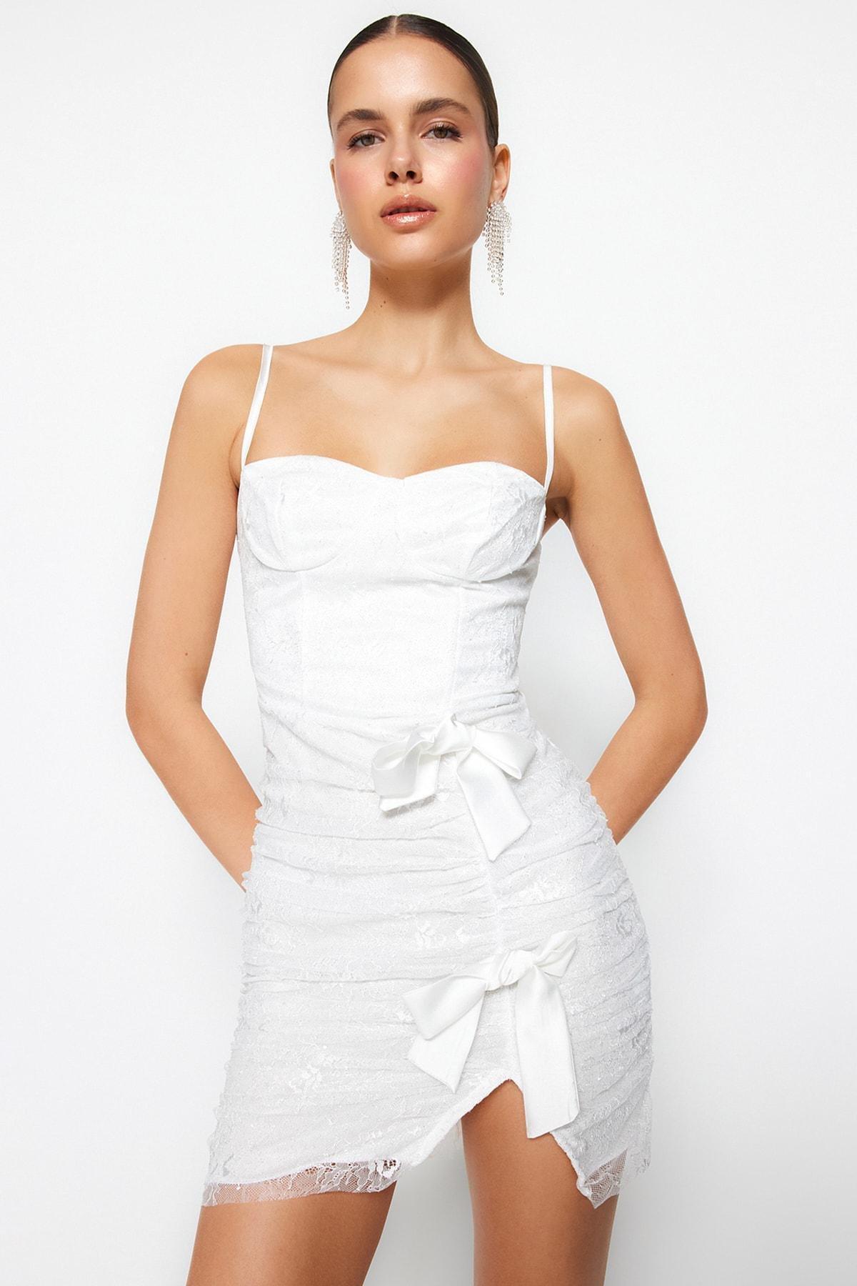White Fitted Bodycon Dress, , large image number 0