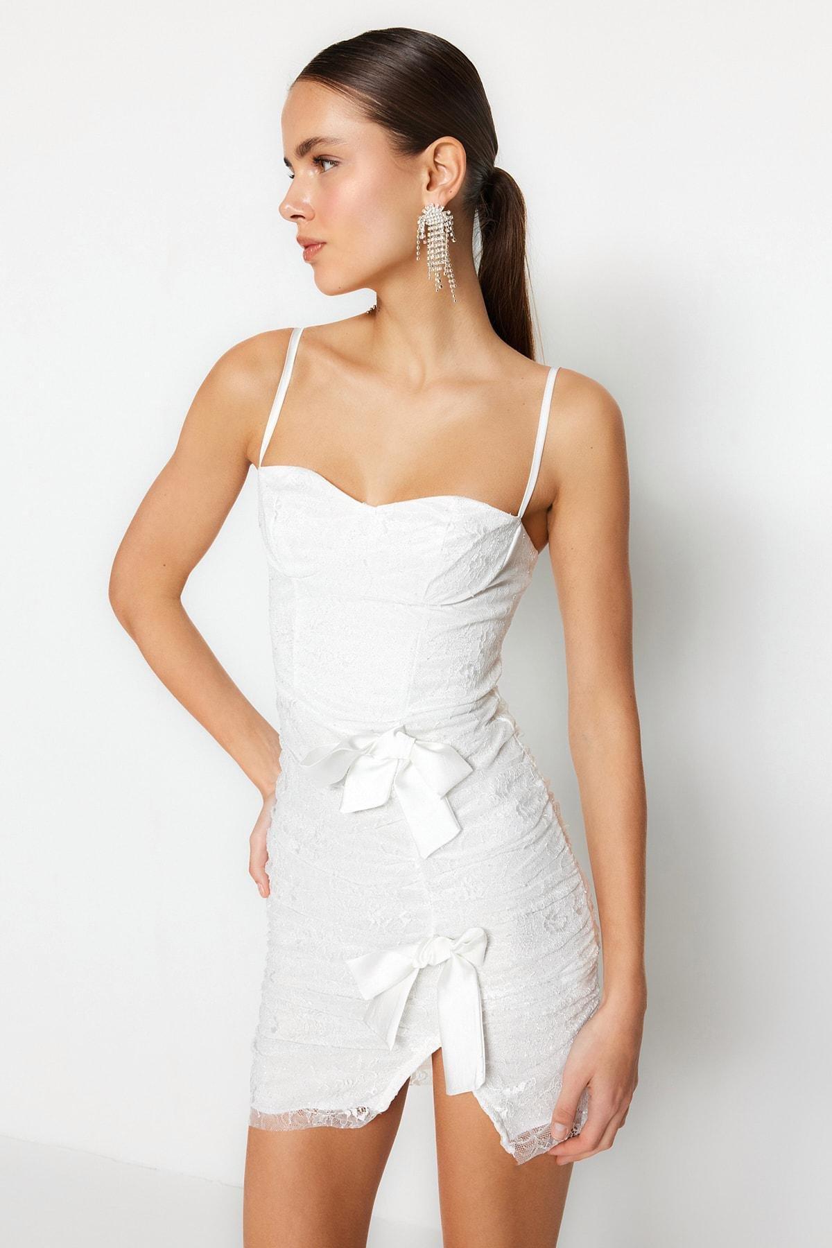 White Fitted Bodycon Dress, , large image number 2