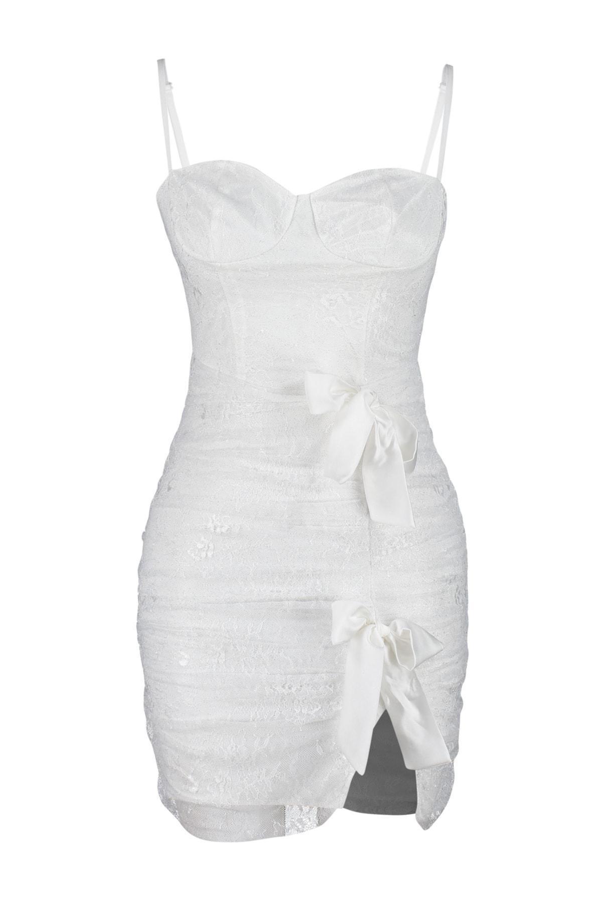 White Fitted Bodycon Dress, , large image number 6