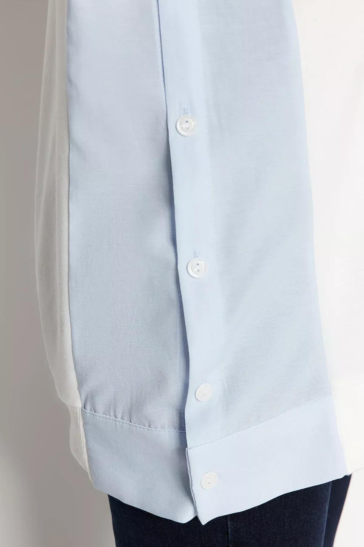 Ecru Woven Pieced Knitted Tunic, Ecru, large image number 4