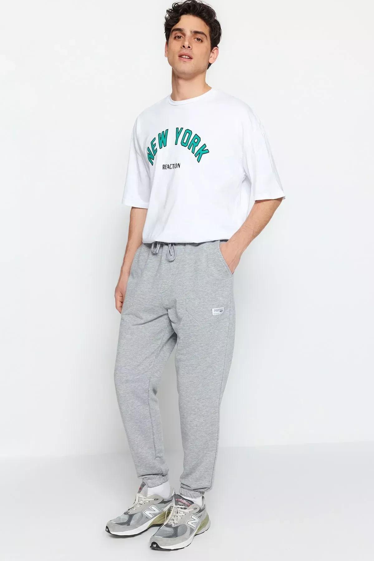 Gray Relaxed Sweatpants, Gray, medium