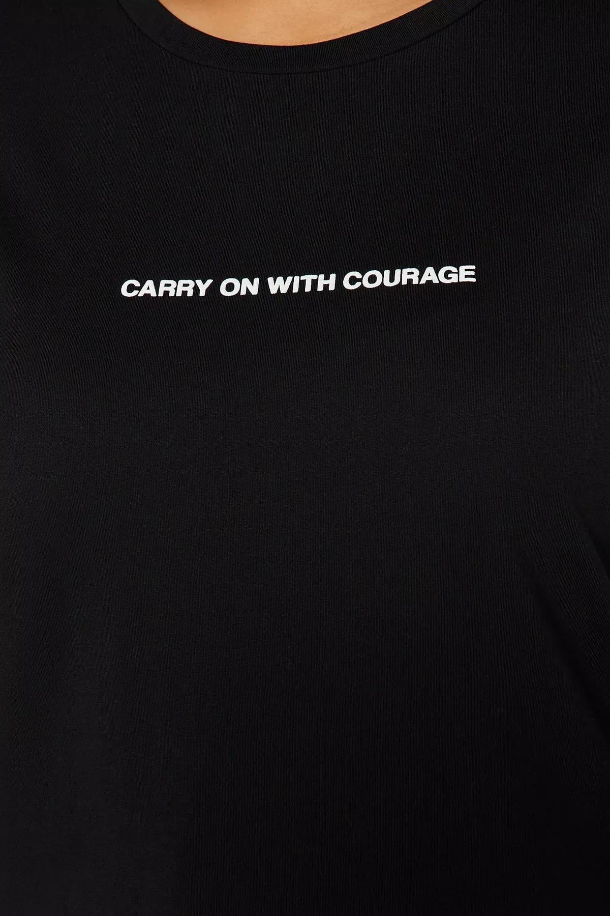 Black Graphic Plus Size T-Shirt, Black, large image number 2