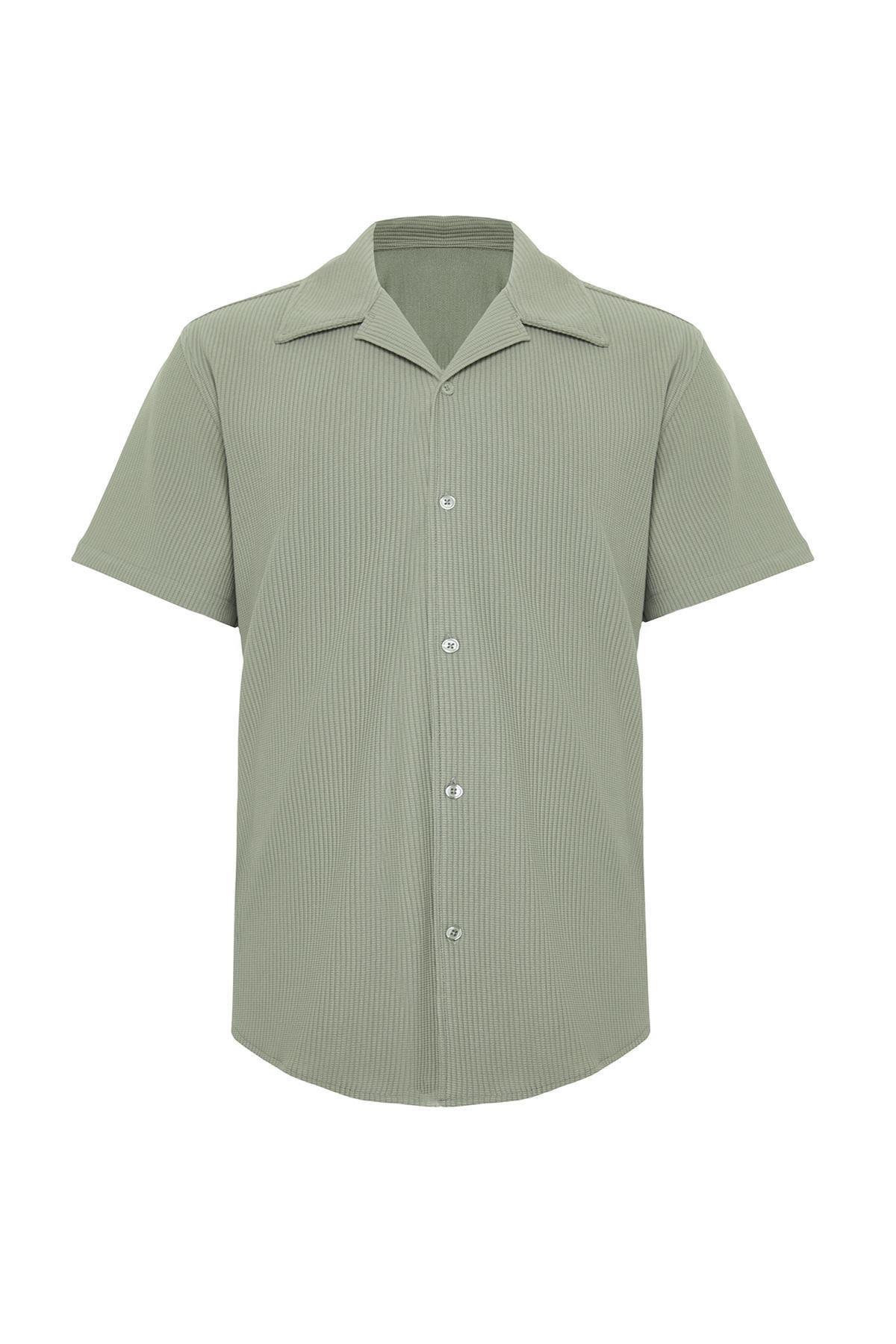 Green Short Sleeve Collared Shirt, , large image number 4