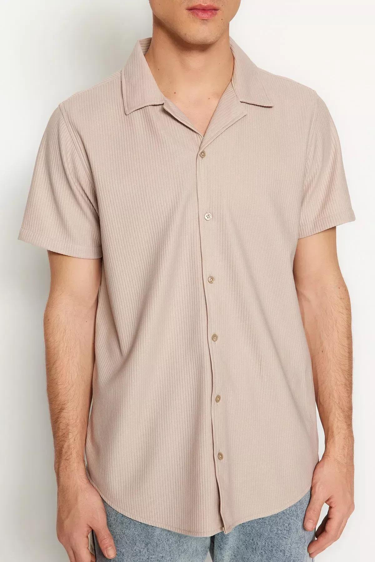 قميص بوليستر بياقة، بيج, Beige, large image number 2